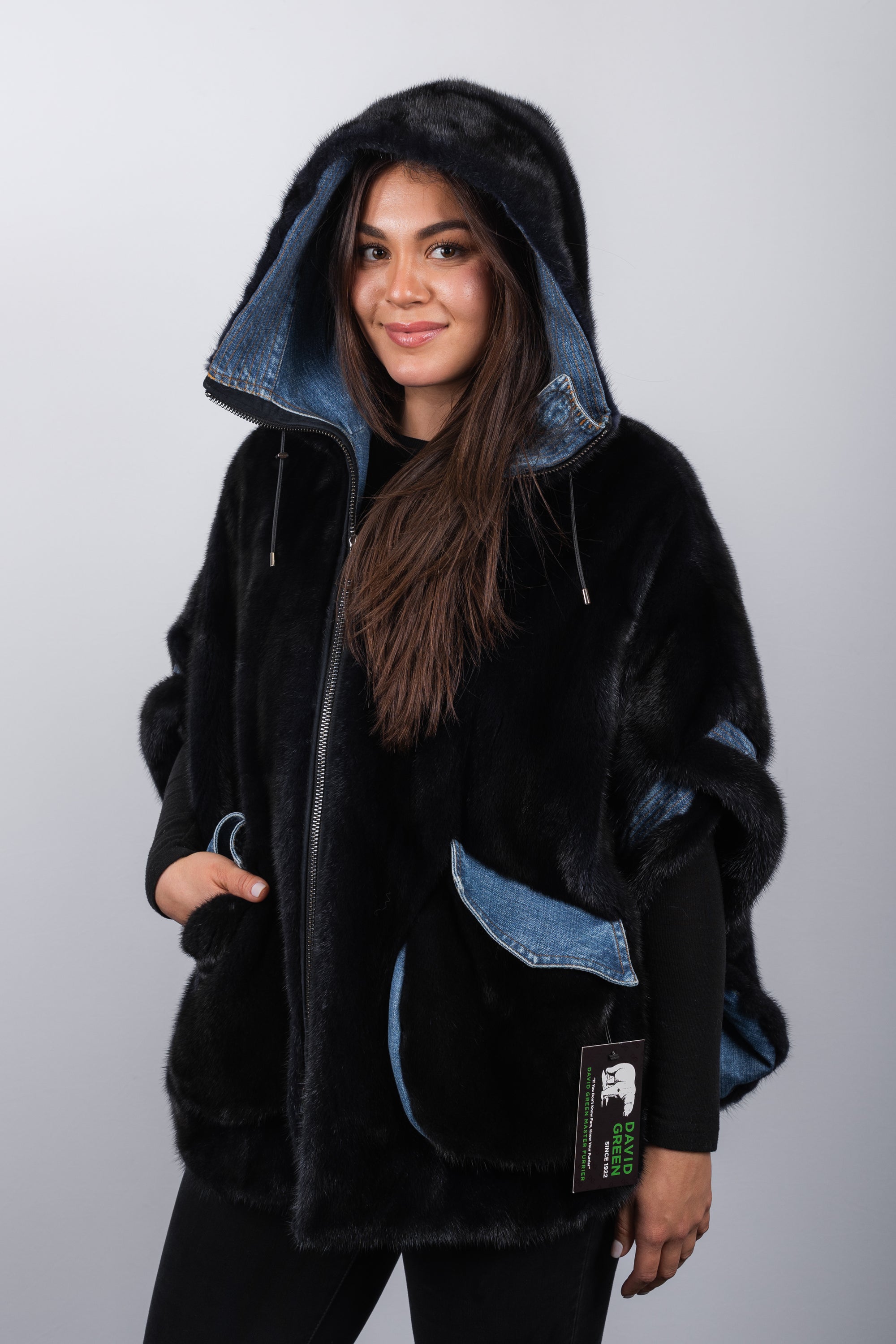 Navy Mink/Denim Fabric Jacket