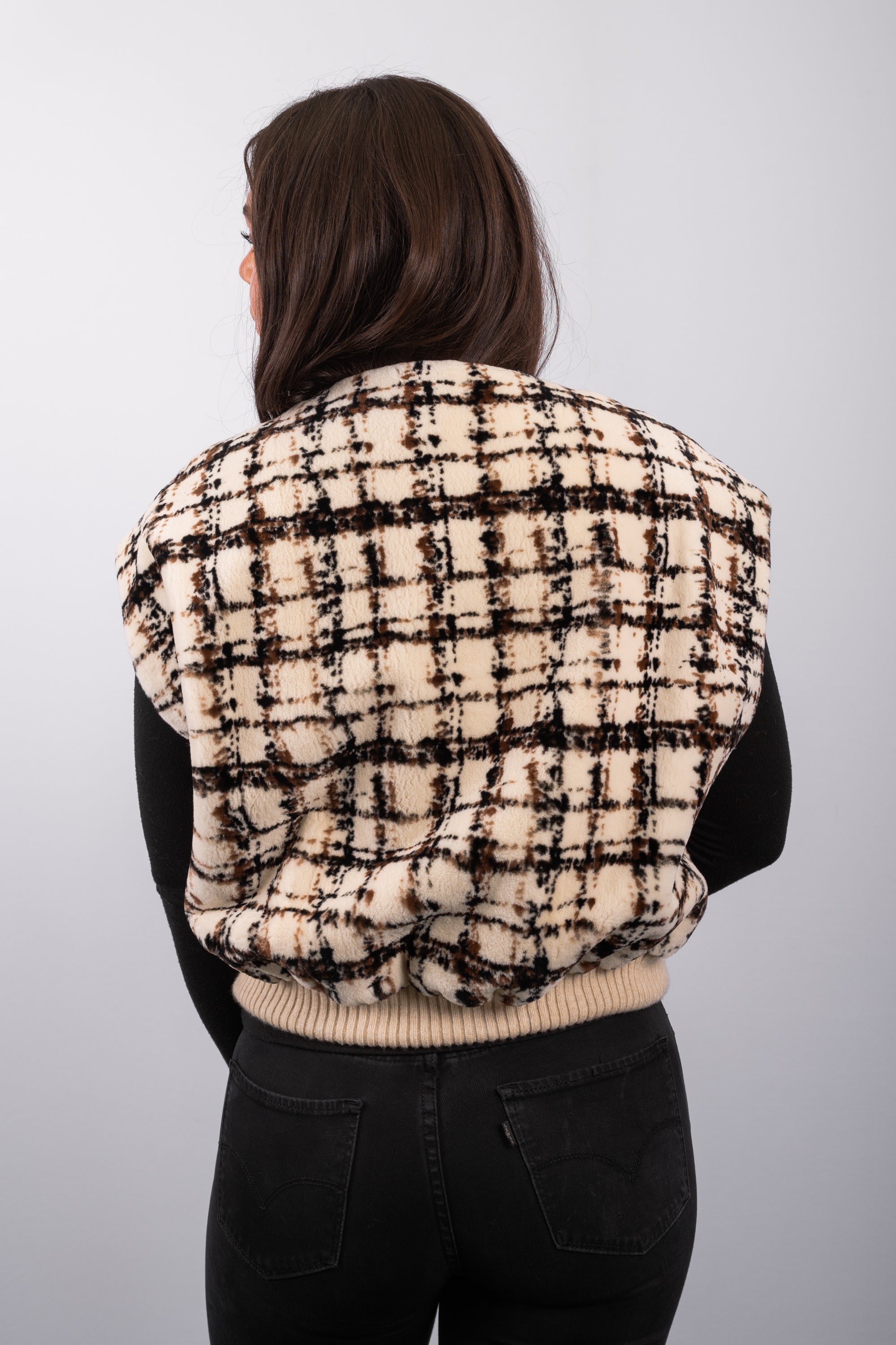 Ivory/Black/Mocha Sheared Mink Vest