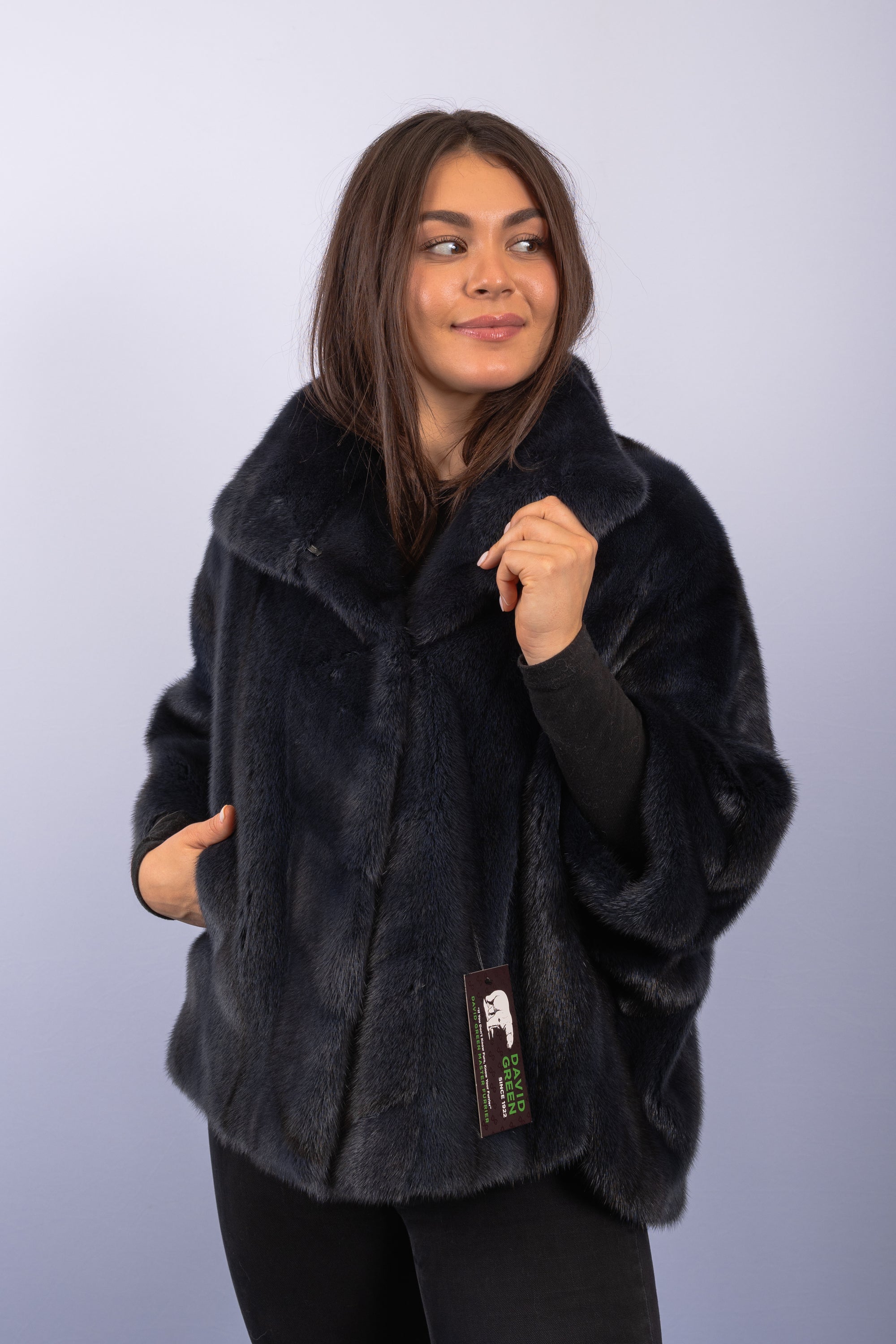 Charcoal Denim Cross Mink Jacket