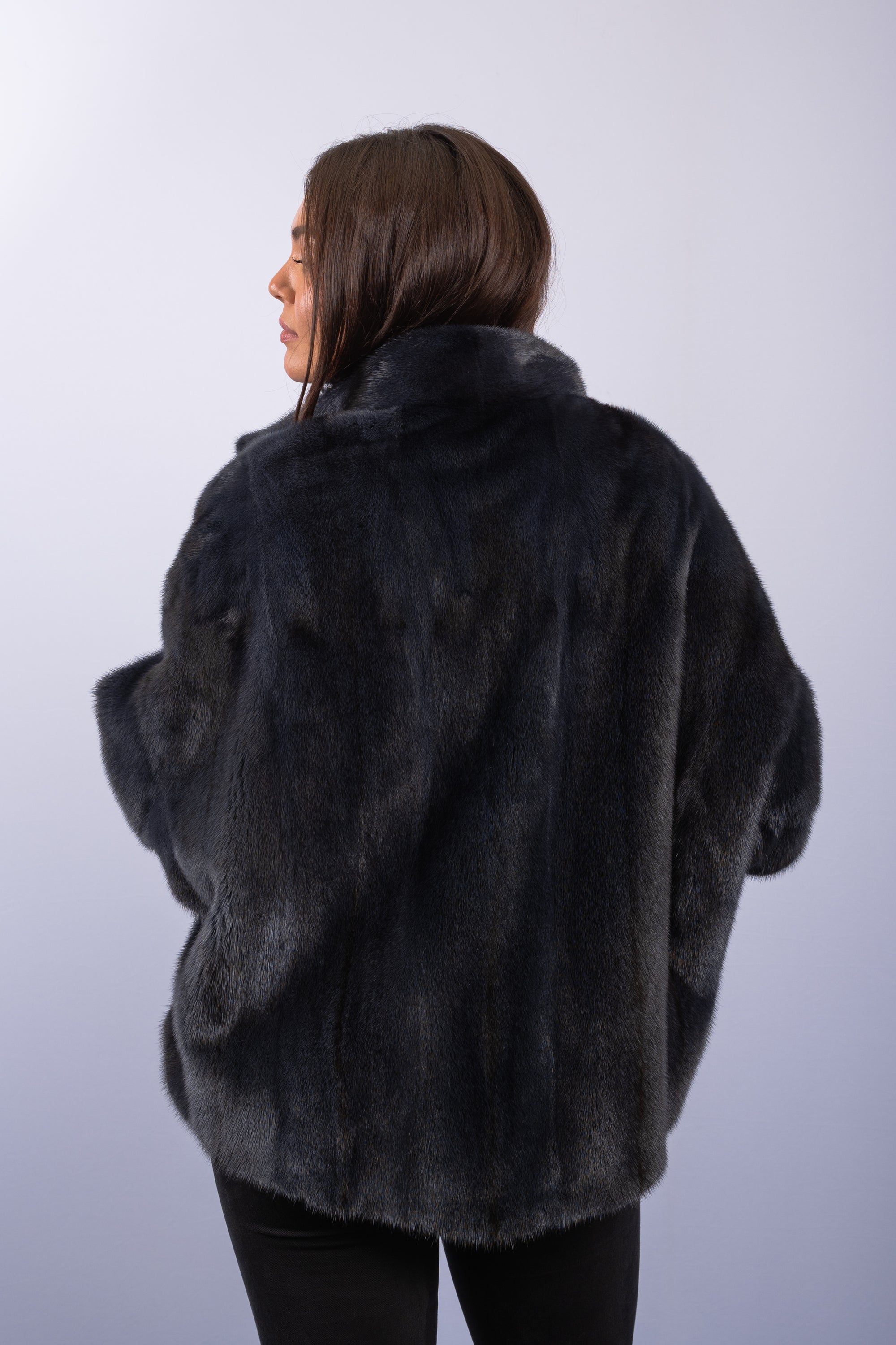 Charcoal Denim Cross Mink Jacket