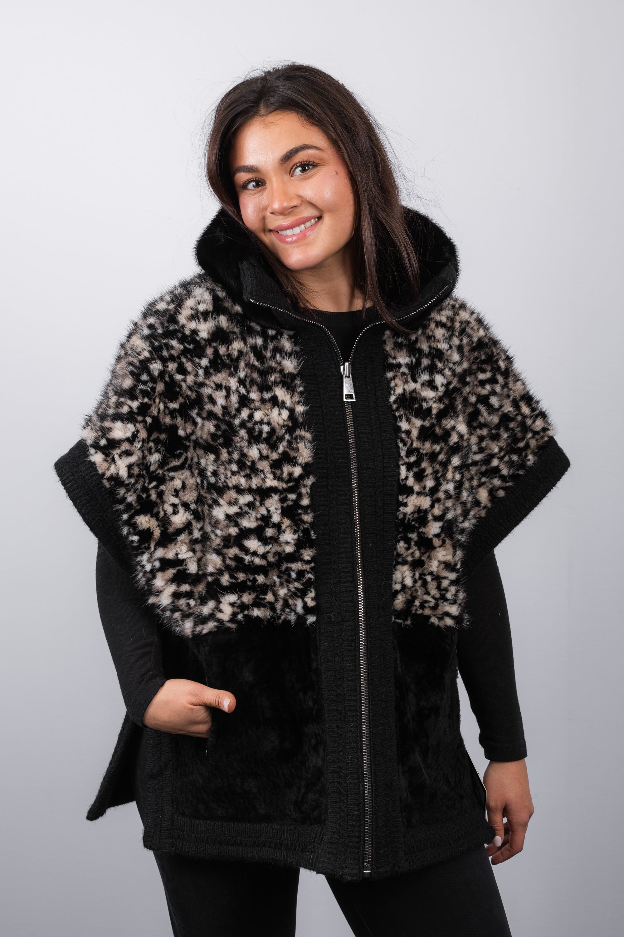 Black Granite/Black Mink/Black Shearling Lamb/Black Fabric Jacket