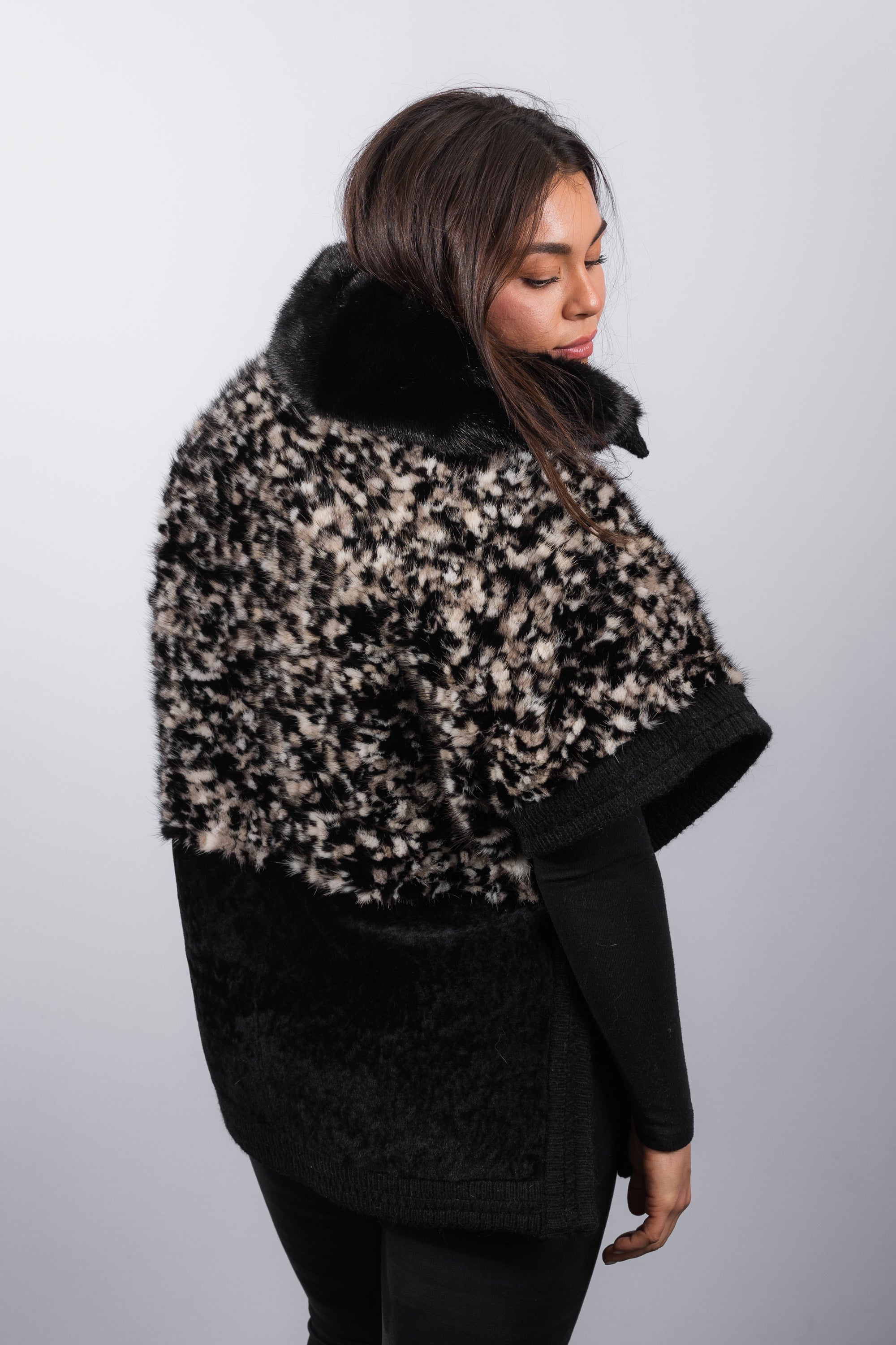 Black Granite/Black Mink/Black Shearling Lamb/Black Fabric Jacket