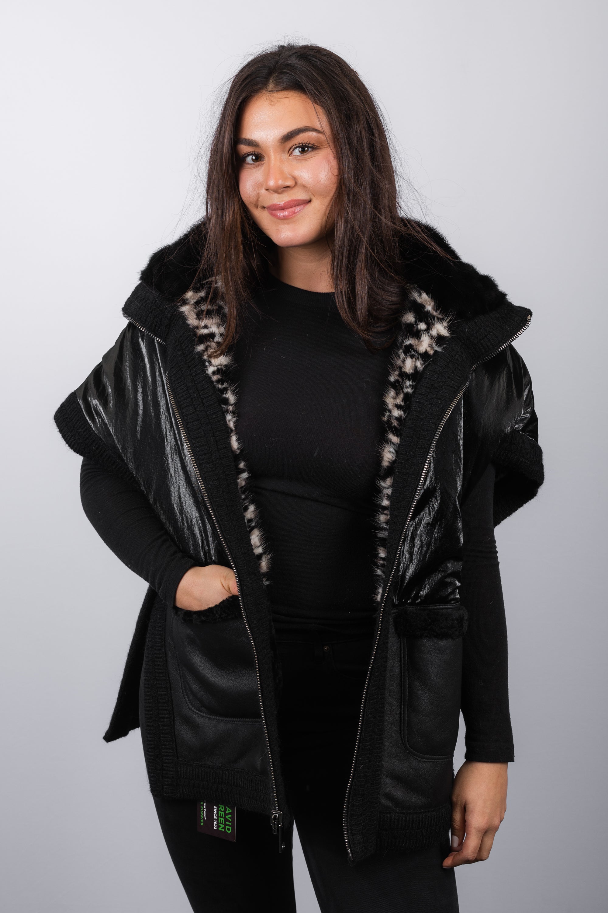 Black Granite/Black Mink/Black Shearling Lamb/Black Fabric Jacket