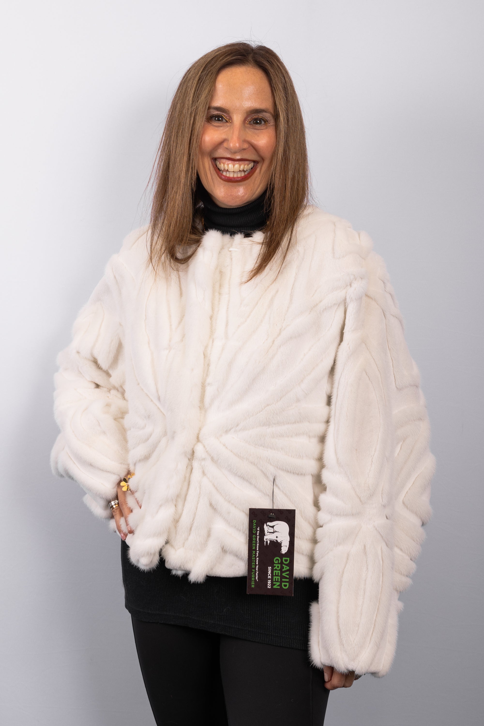 Pearl White Mink/Pearl White Sheared Mink "Starburst" Jacket