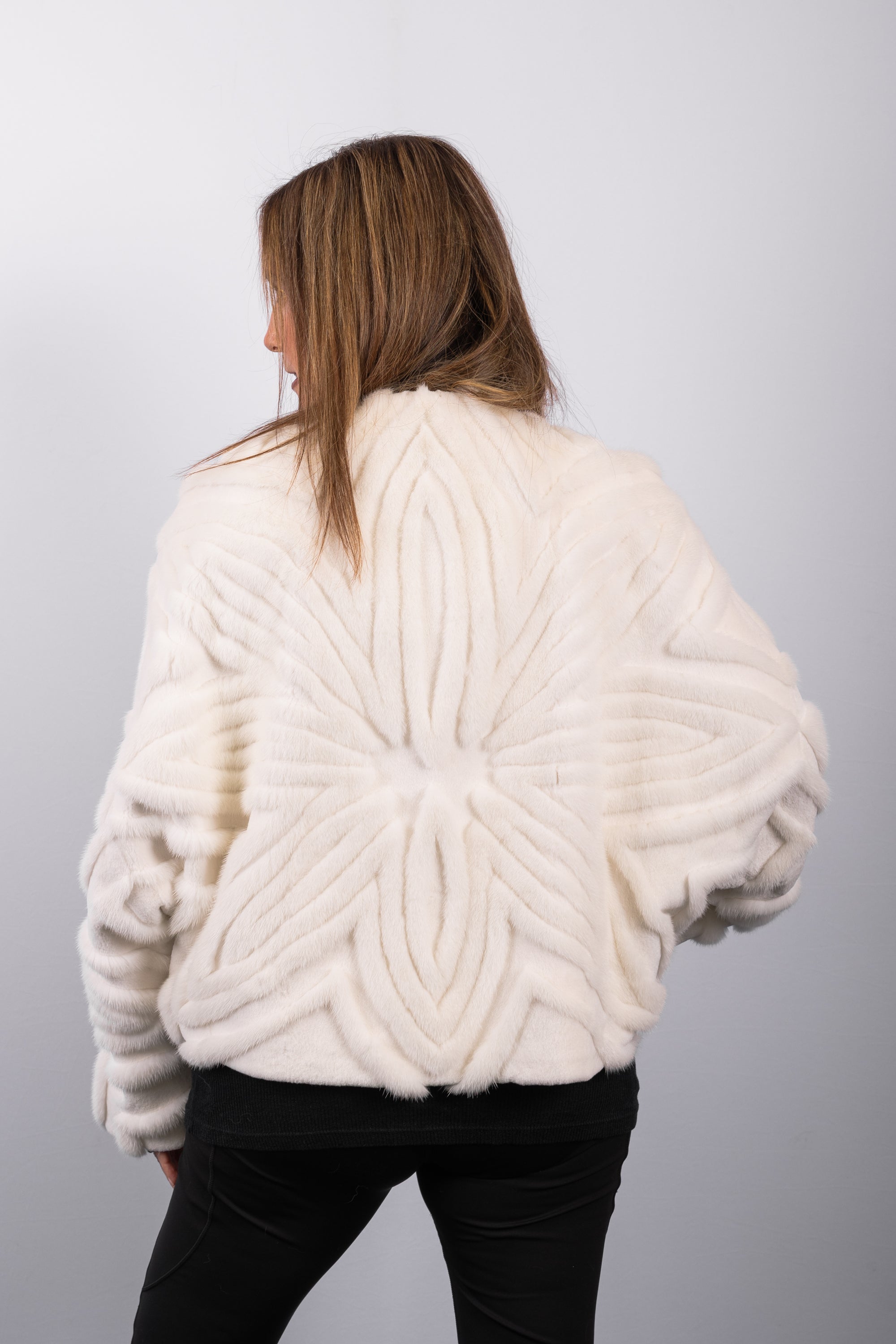 Pearl White Mink/Pearl White Sheared Mink "Starburst" Jacket
