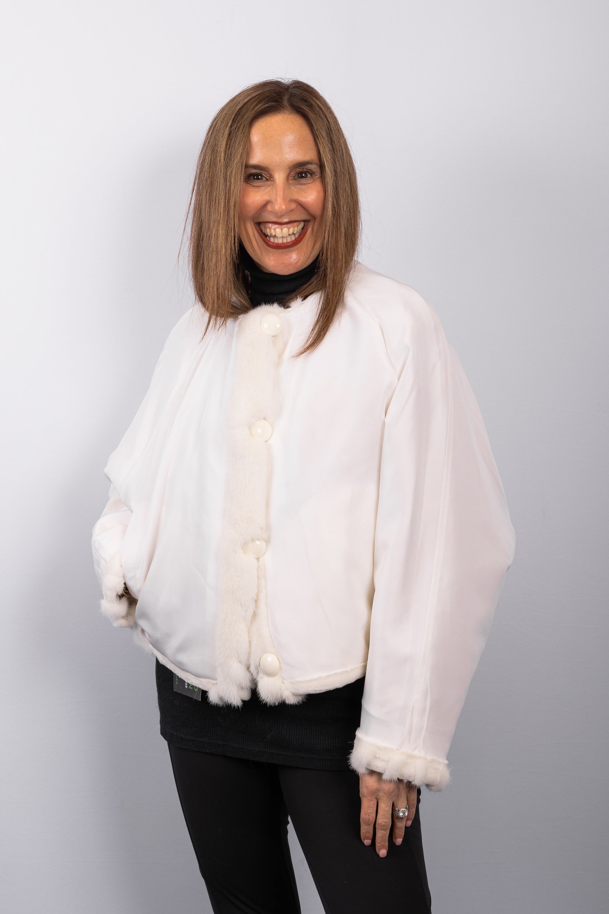 Pearl White Mink/Pearl White Sheared Mink "Starburst" Jacket