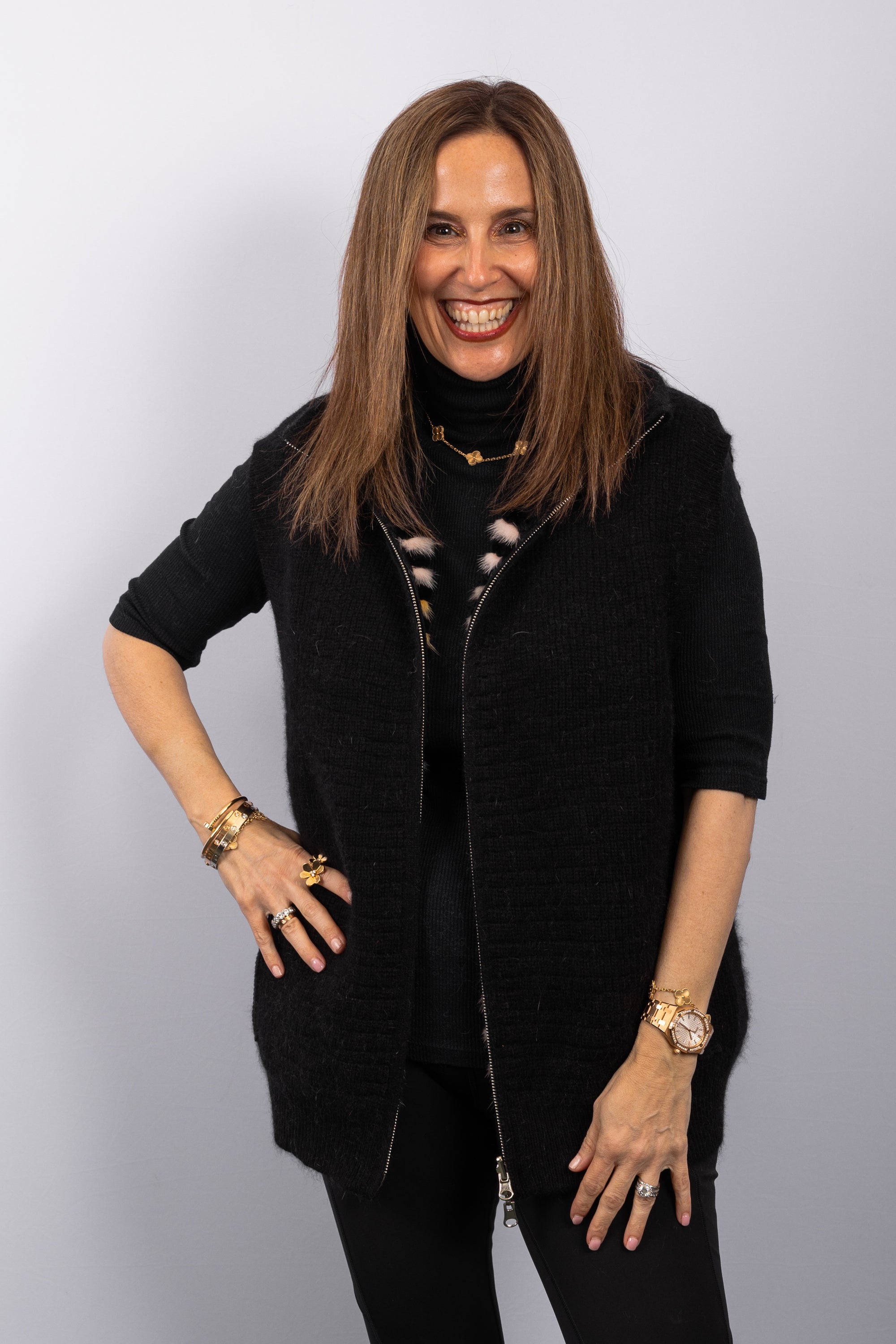 Black Multi Mink/Rabbit/Cashmere Vest