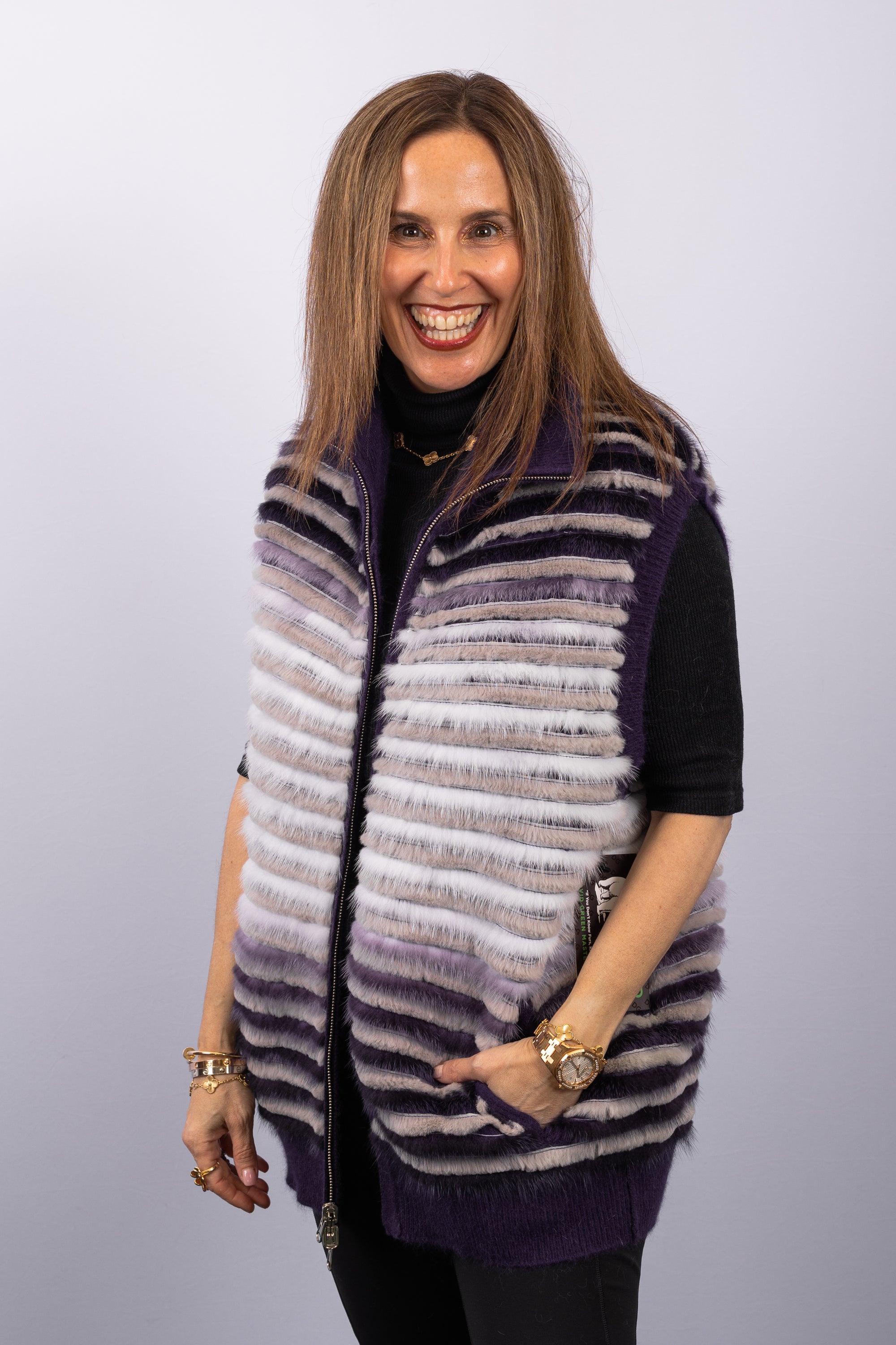 Amethyst/Lavender/White Mink/Rabbit/Cashmere Vest