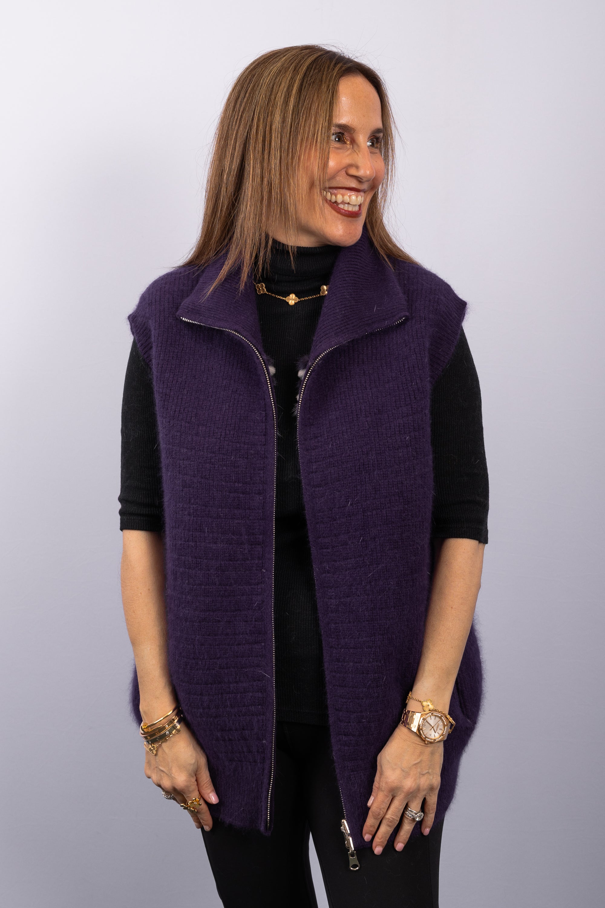 Amethyst/Lavender/White Mink/Rabbit/Cashmere Vest