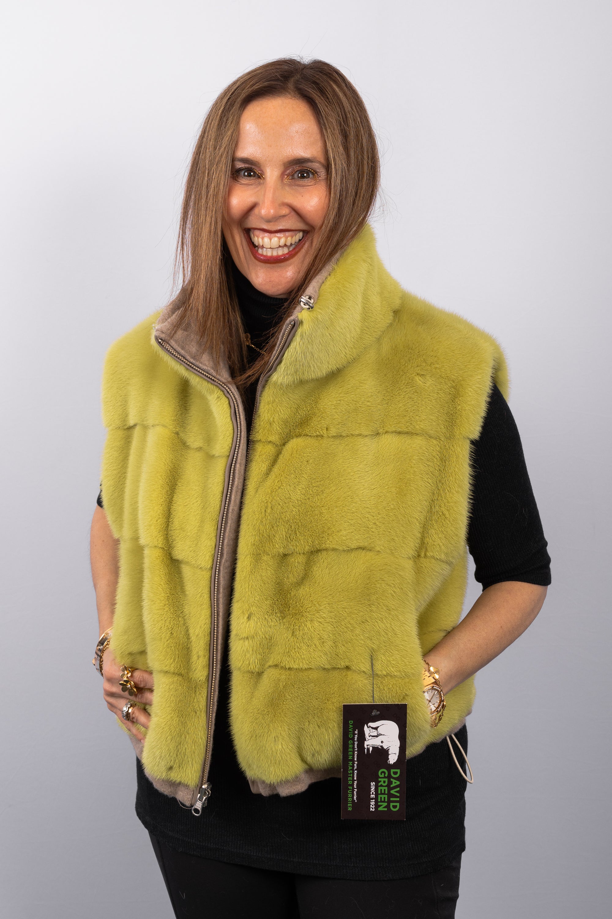 Chartreuse Mink/Cappuccino Wool Vest