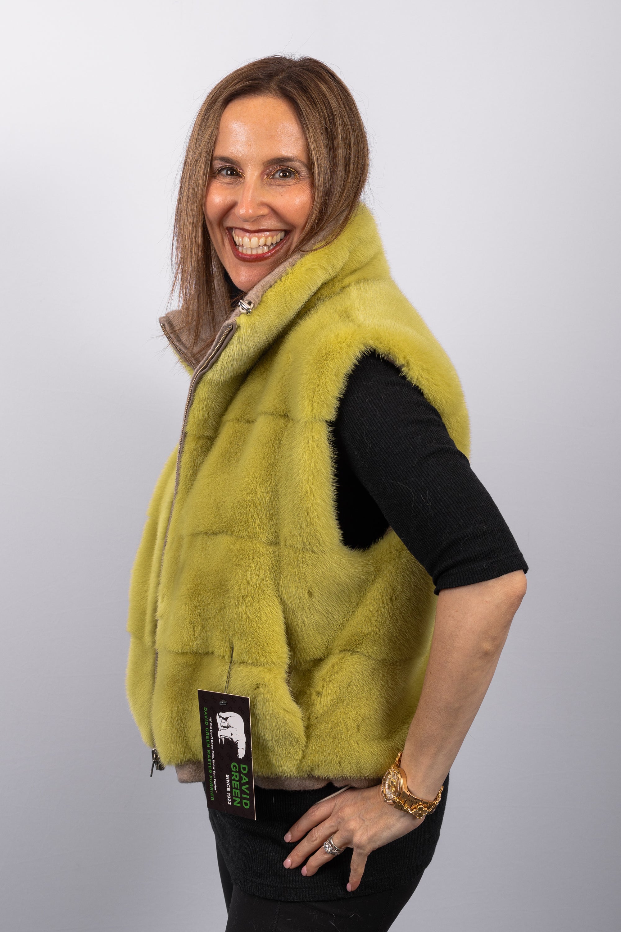 Chartreuse Mink/Cappuccino Wool Vest