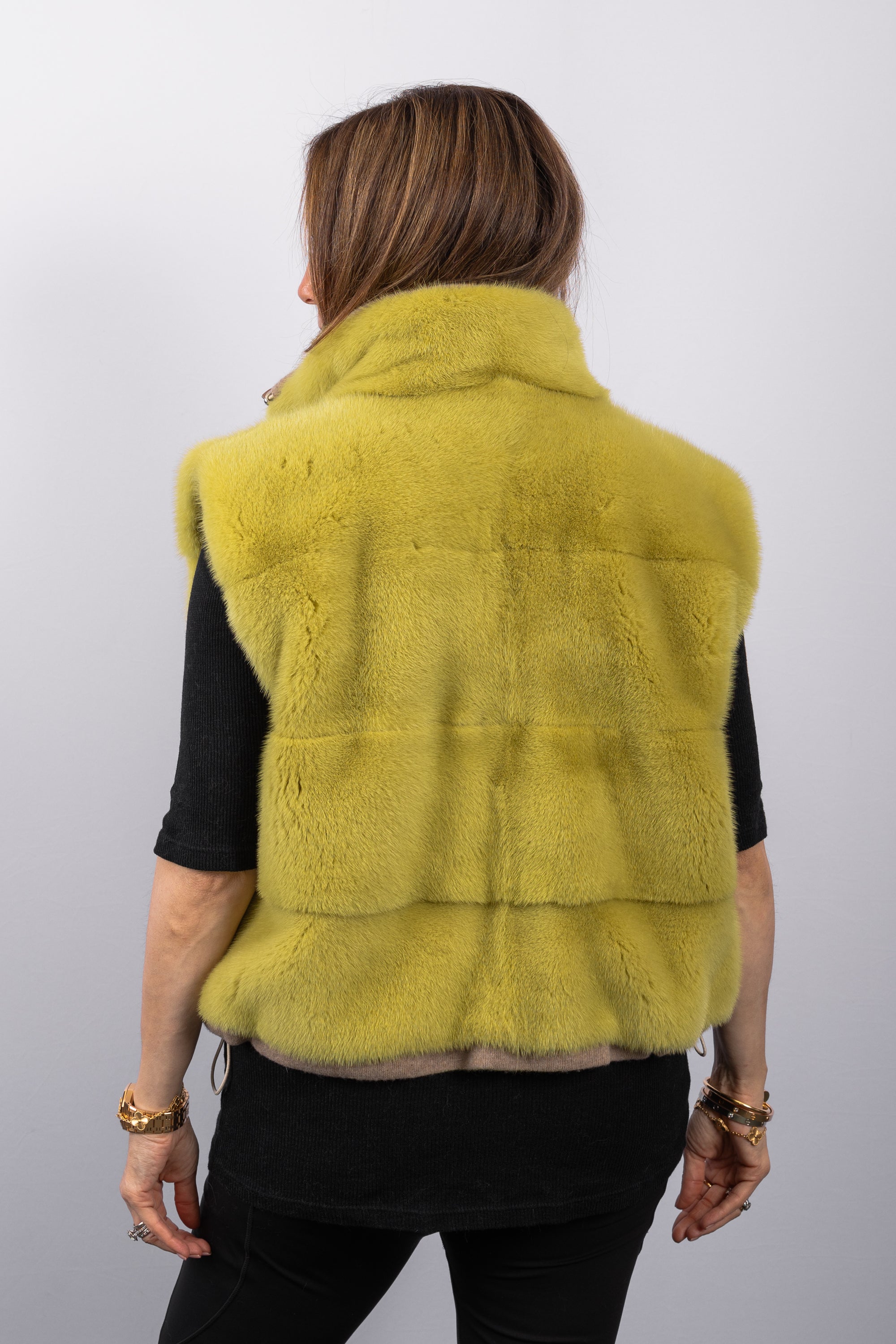 Chartreuse Mink/Cappuccino Wool Vest