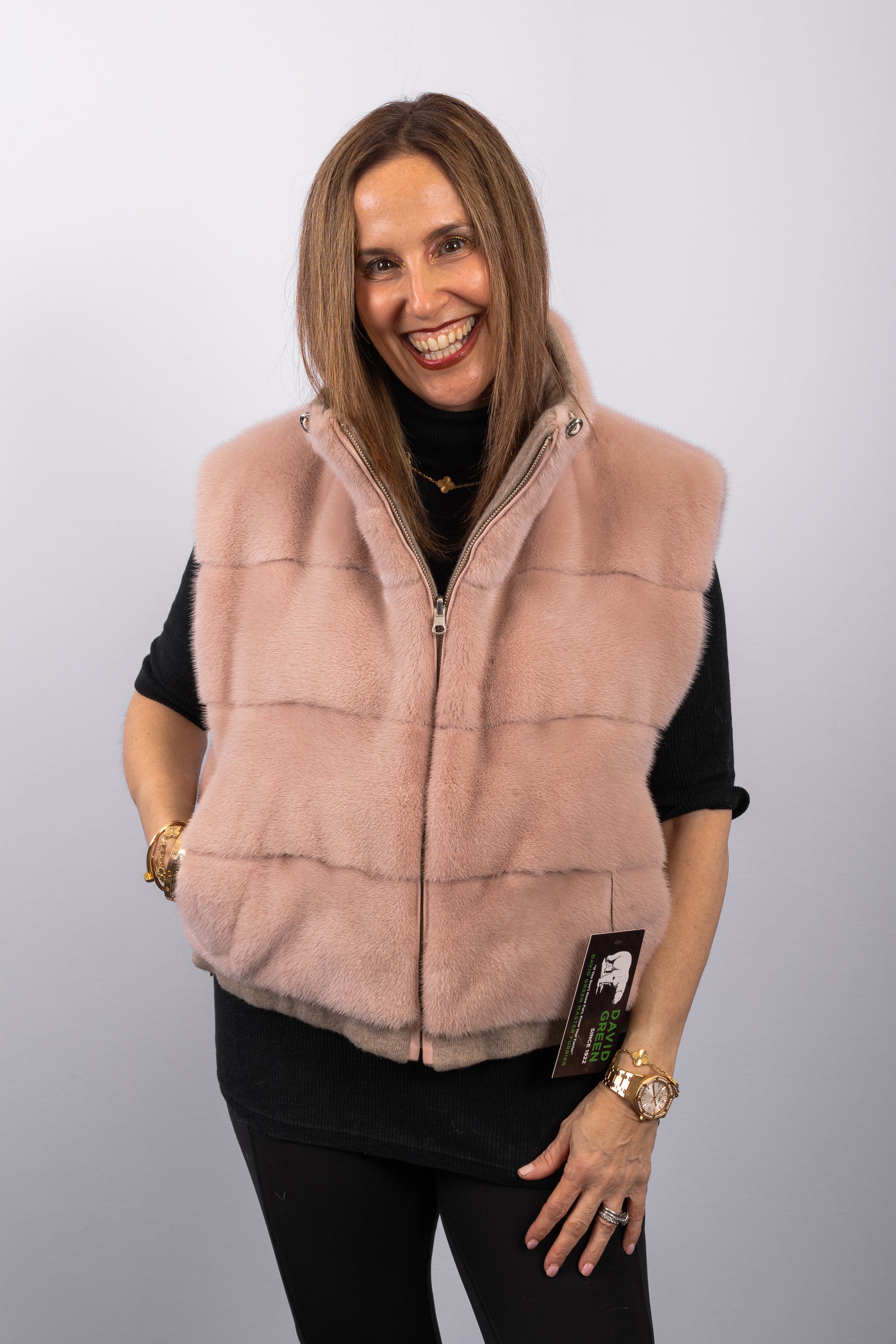 Dusty Pink Mink/Cappuccino Wool Vest