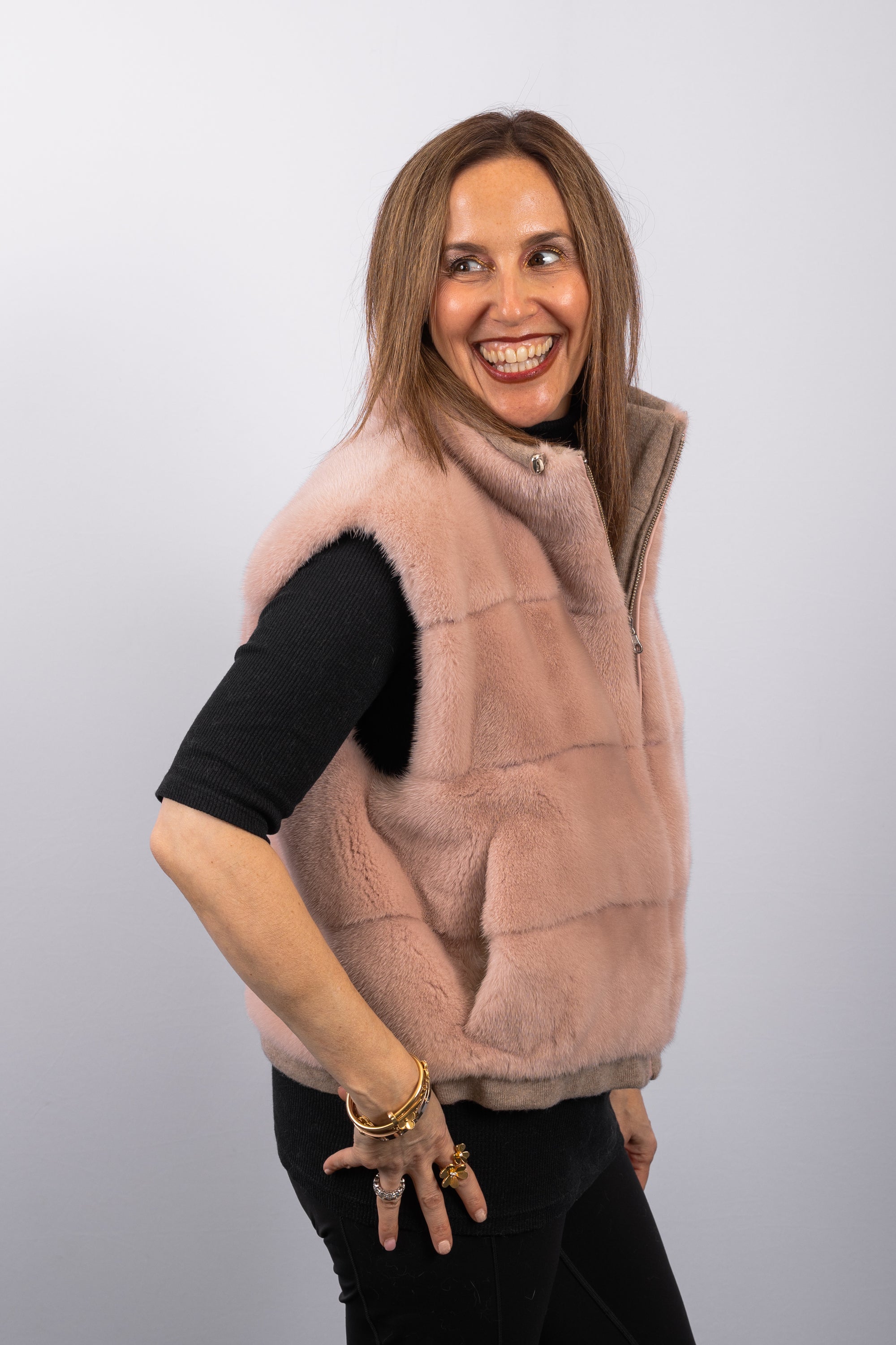 Dusty Pink Mink/Cappuccino Wool Vest