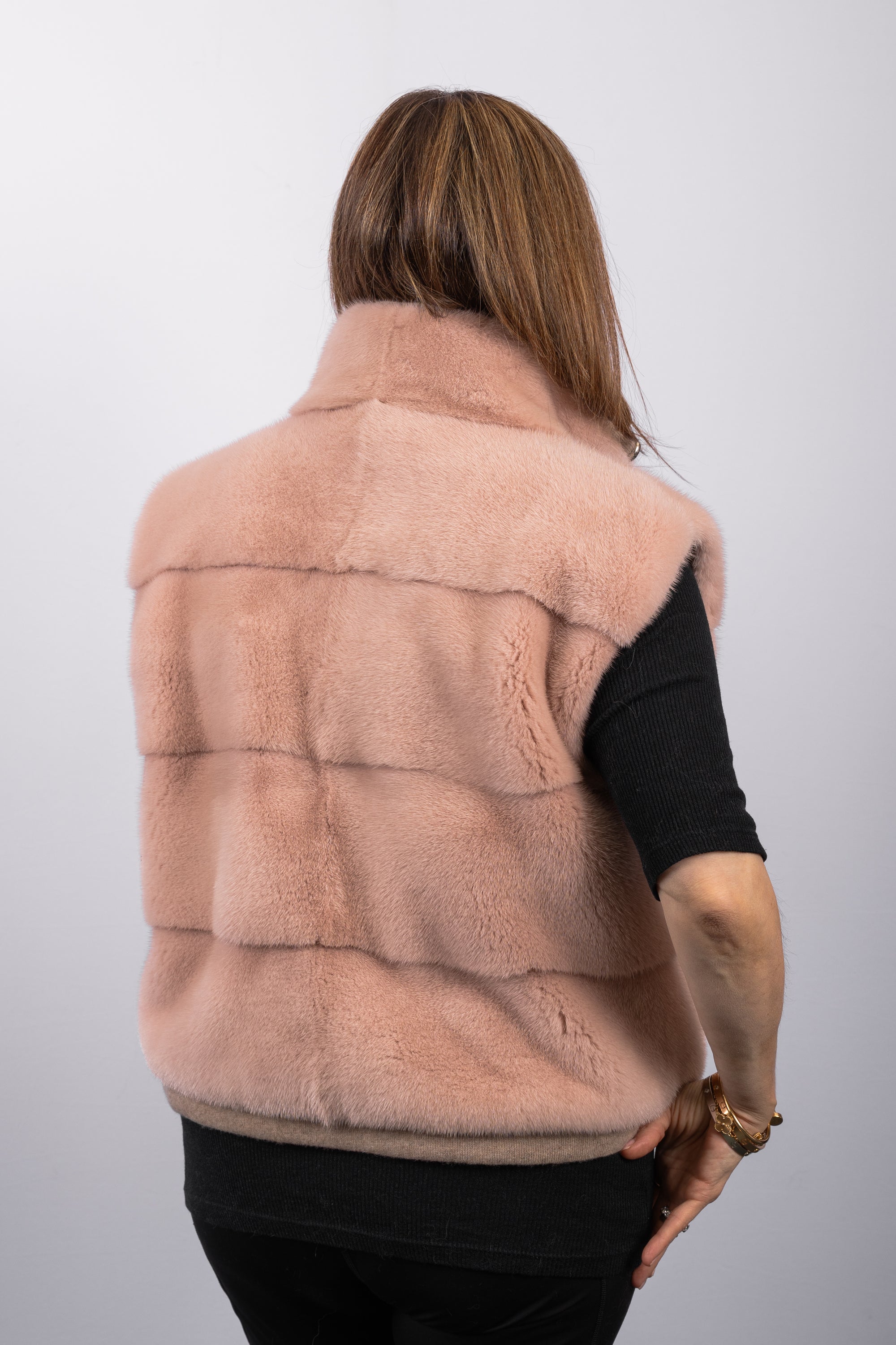 Dusty Pink Mink/Cappuccino Wool Vest