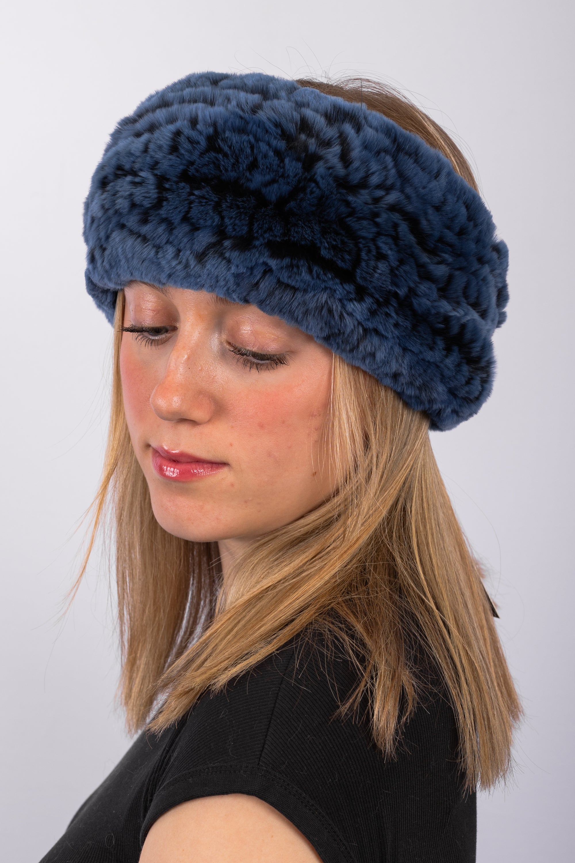 Antique Cobalt Rex Rabbit Headband