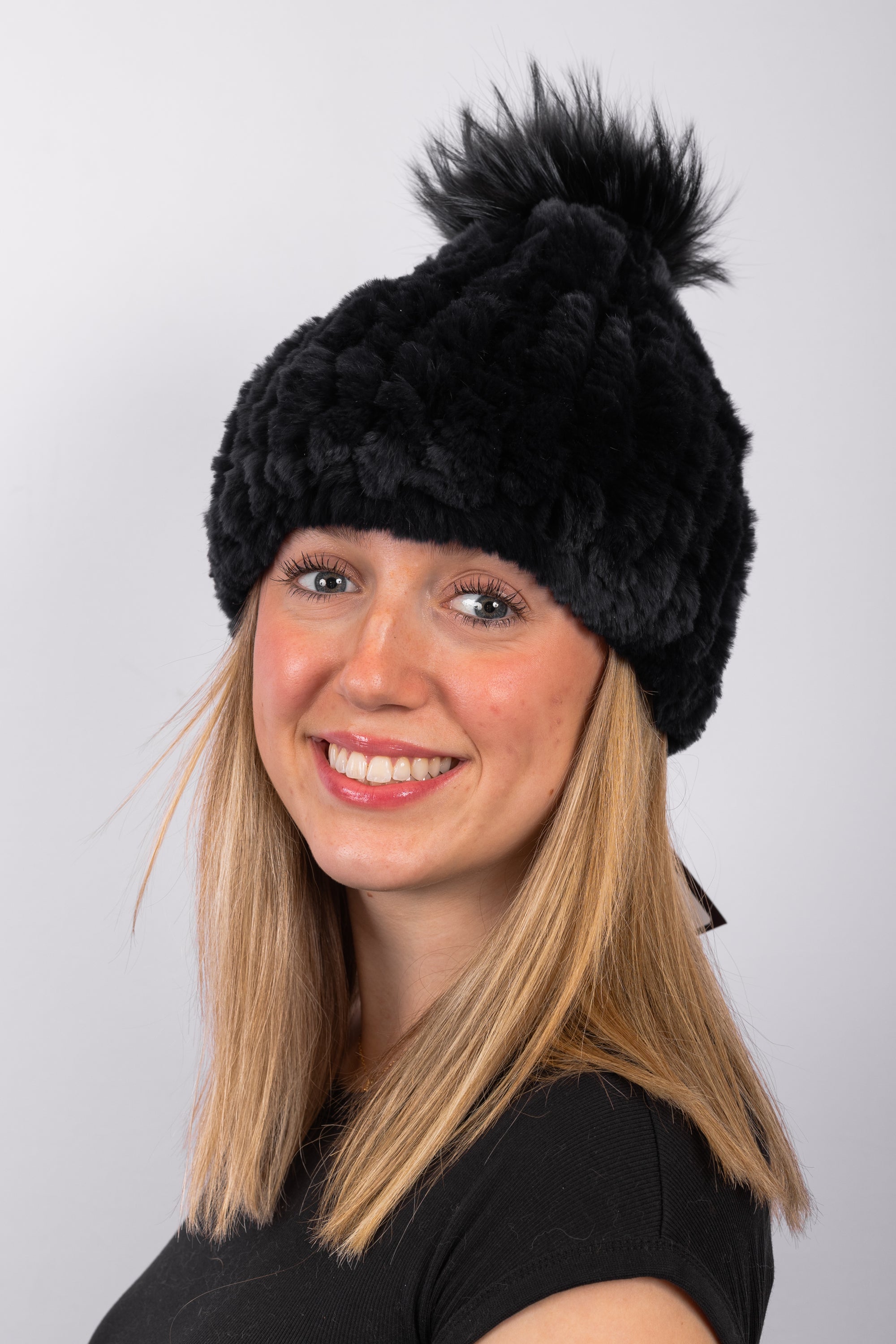 Midnight Navy Rex Rabbit Hat with Fox