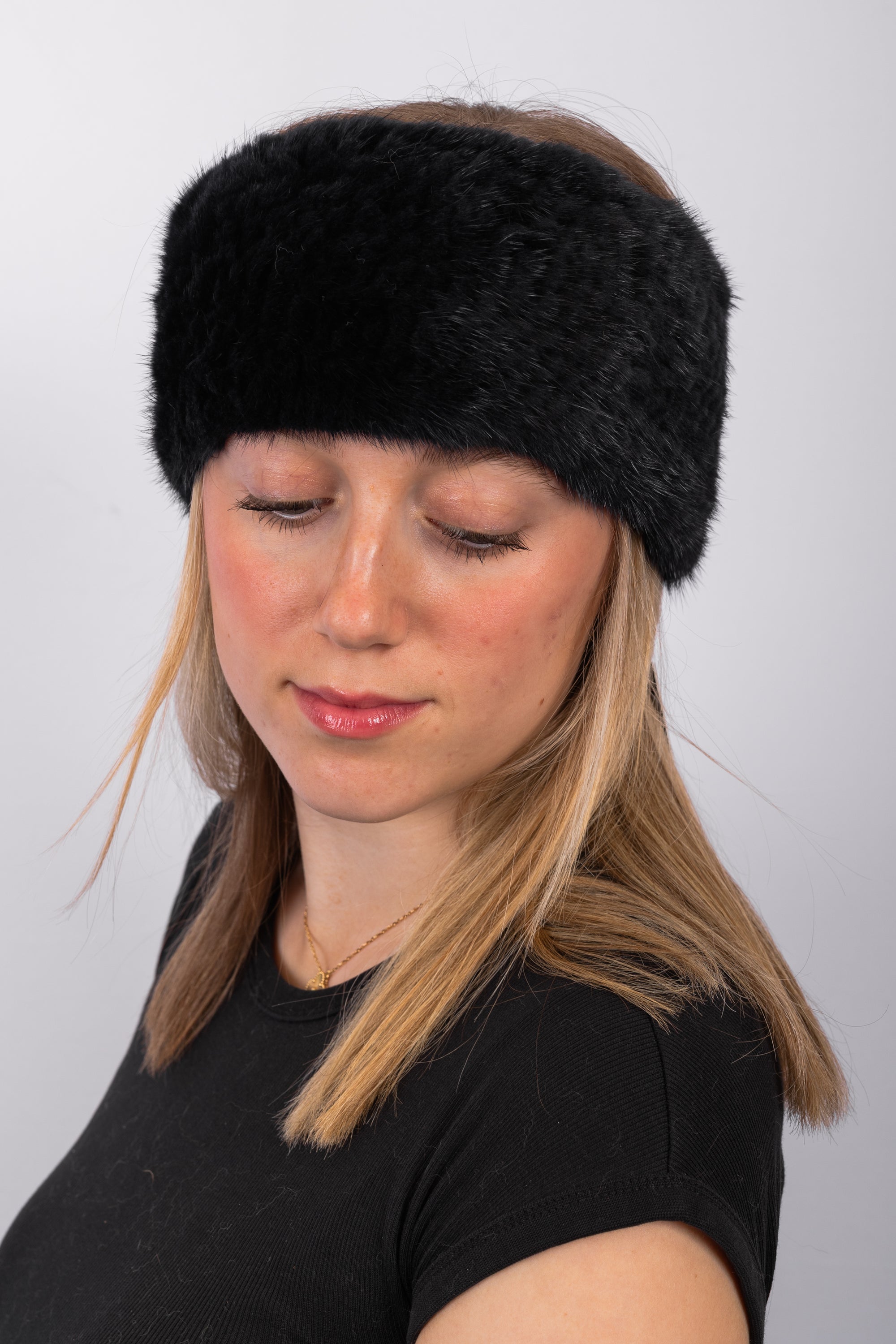 Midnight Navy Mink Headband