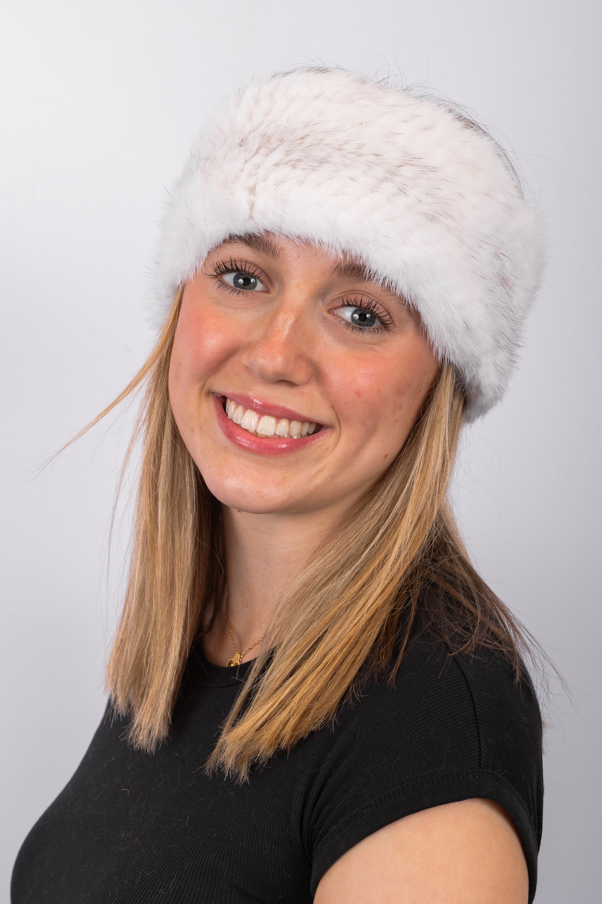 Natural White Cross Mink Headband