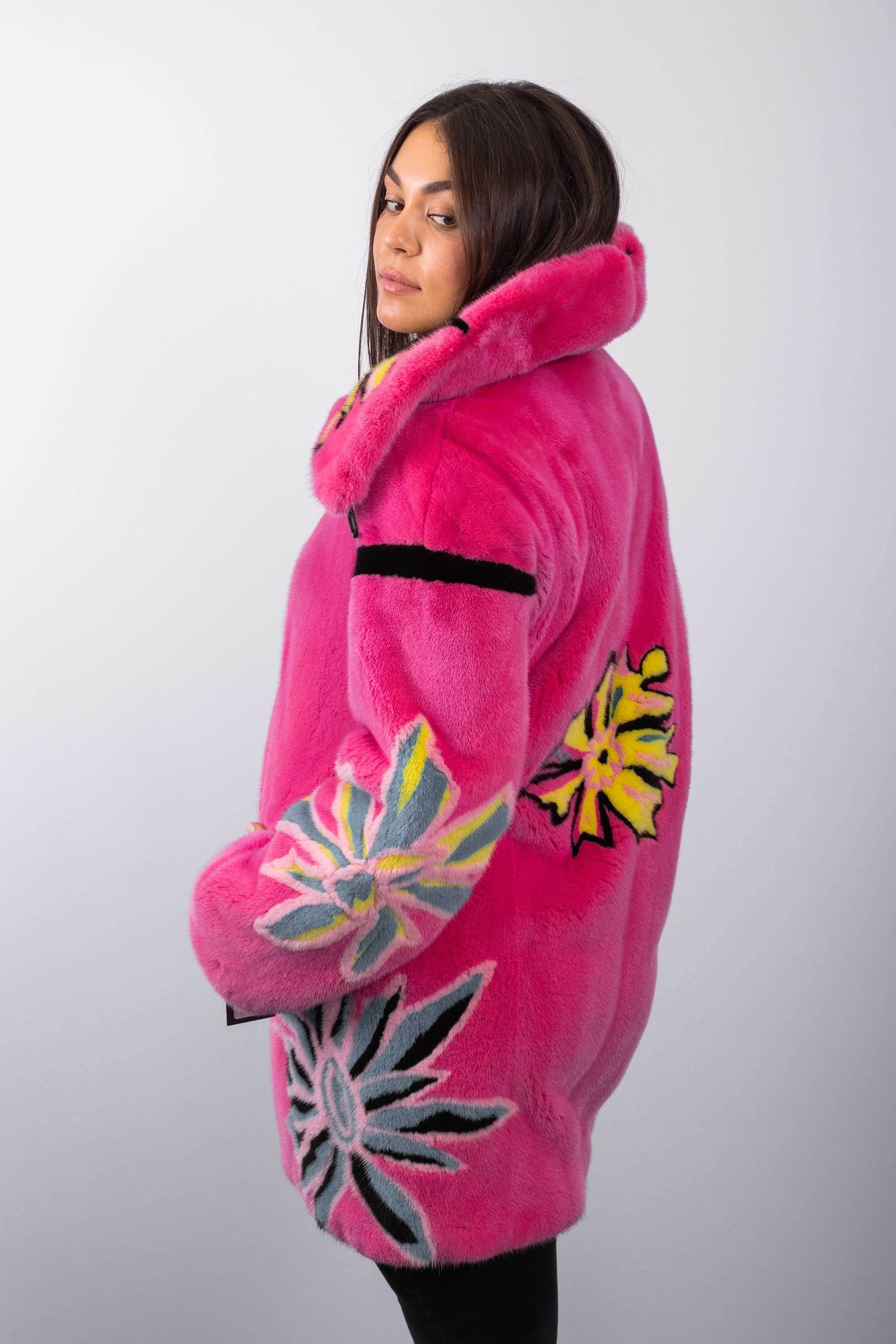 Pink/Ocean/Lemon/Black/Cotton Candy Mink Jacket