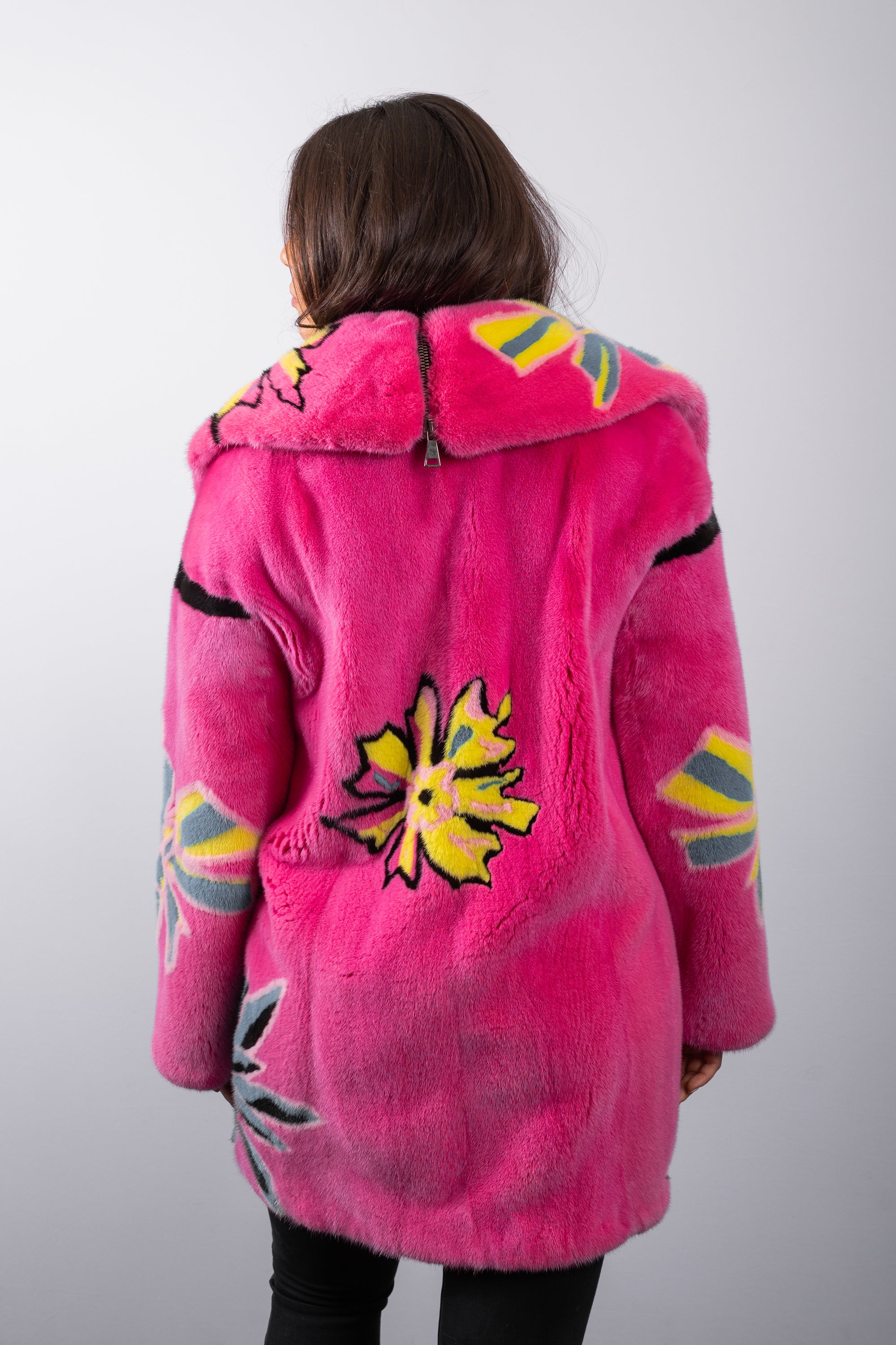 Pink/Ocean/Lemon/Black/Cotton Candy Mink Jacket