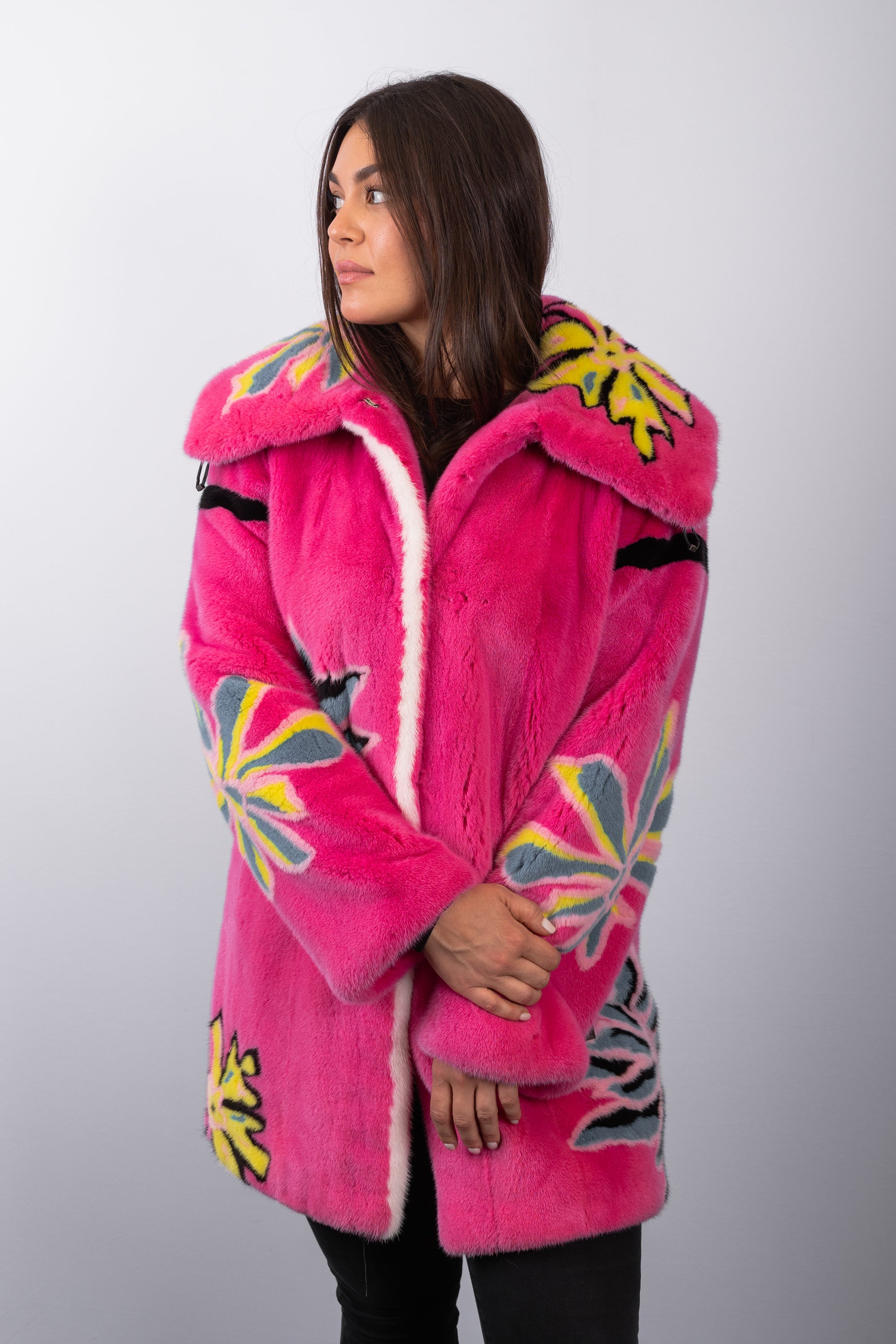 Pink/Ocean/Lemon/Black/Cotton Candy Mink Jacket