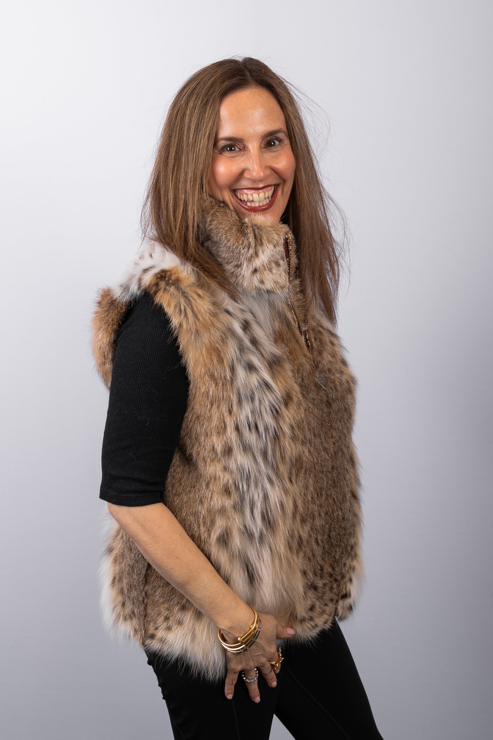 Natural Lynx Cat Vest - Zipper