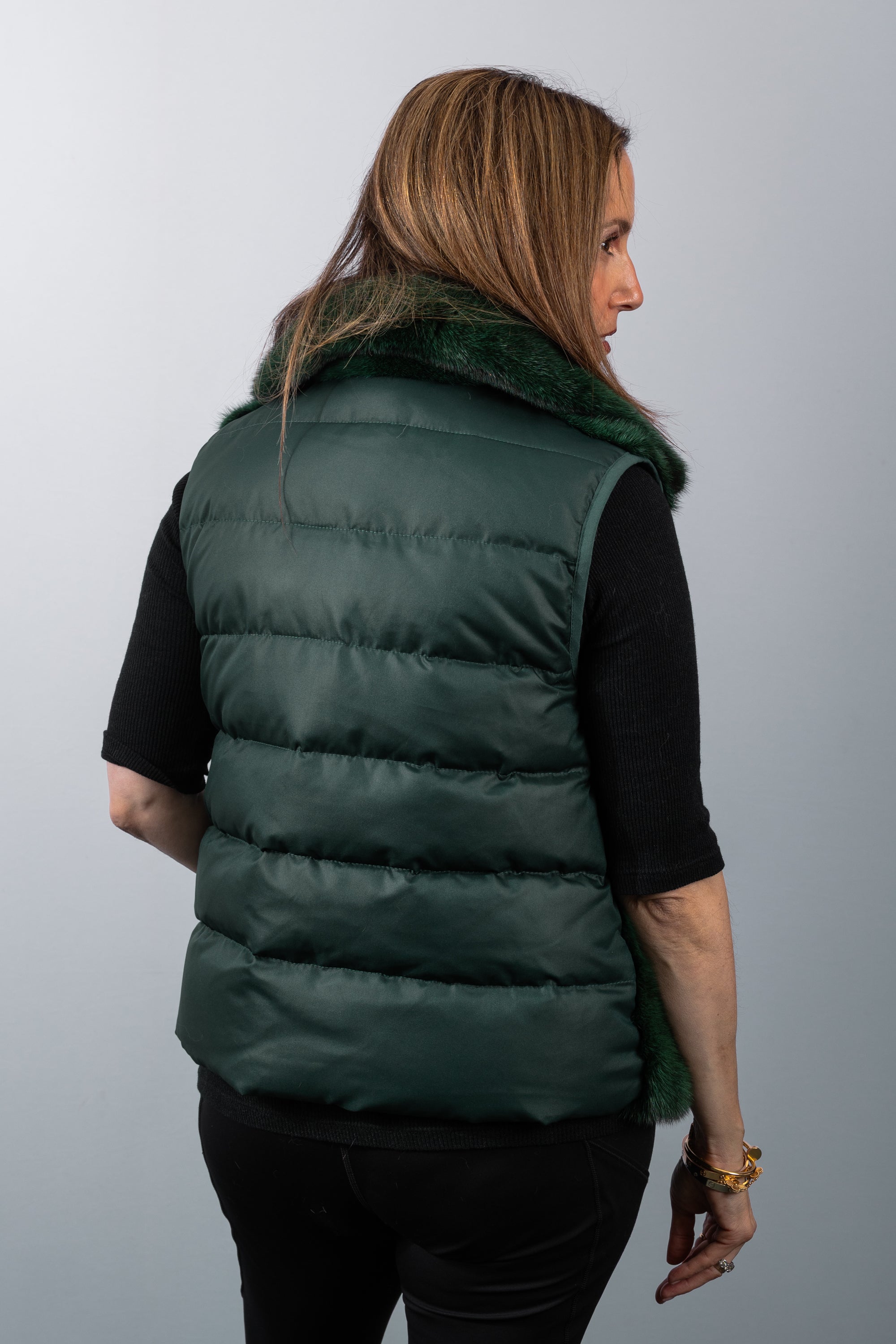 Emerald Cross Mink/Emerald Goose Down Vest