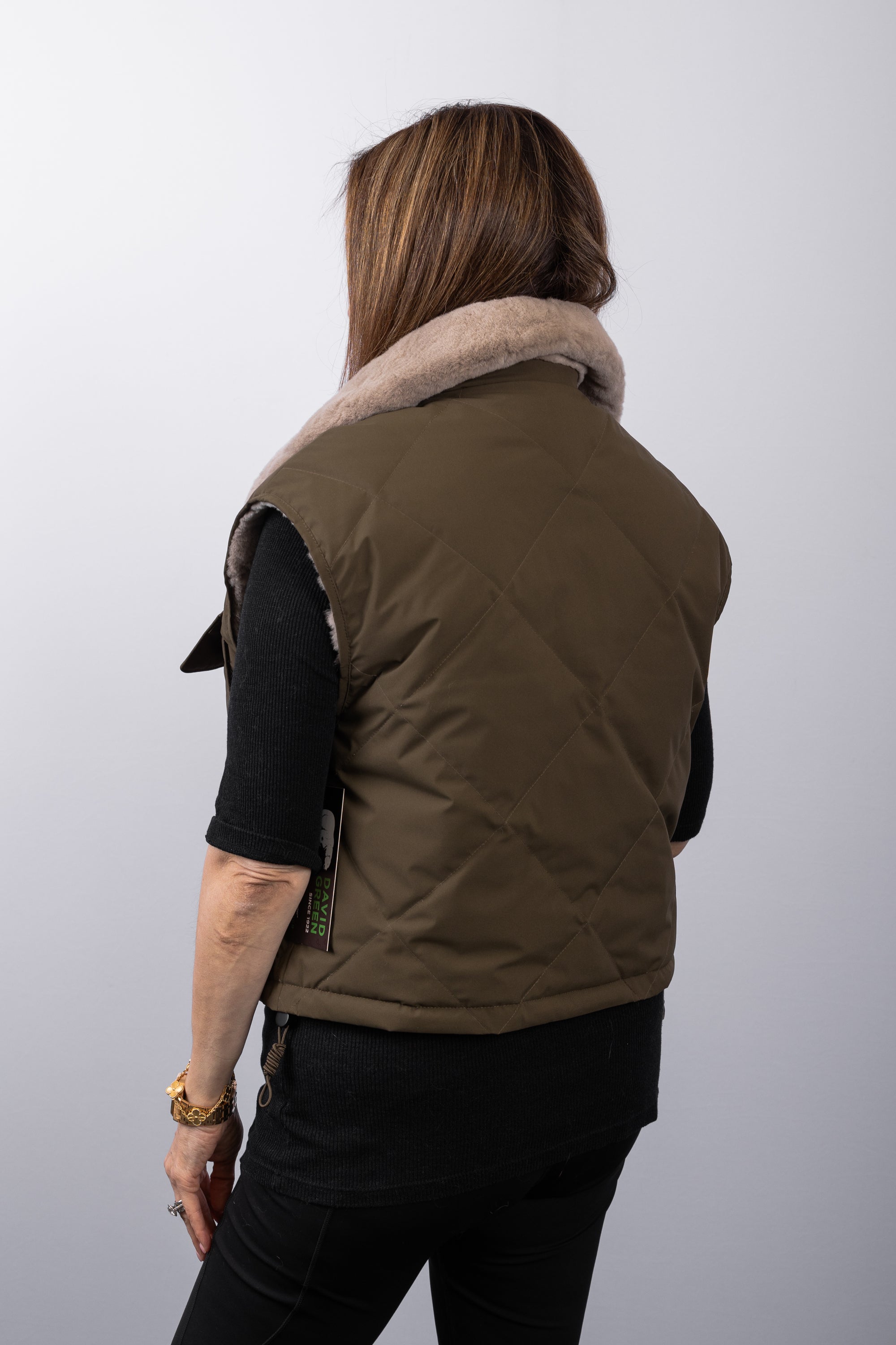 Stone Plucked Mink/Army Down Fabric Vest