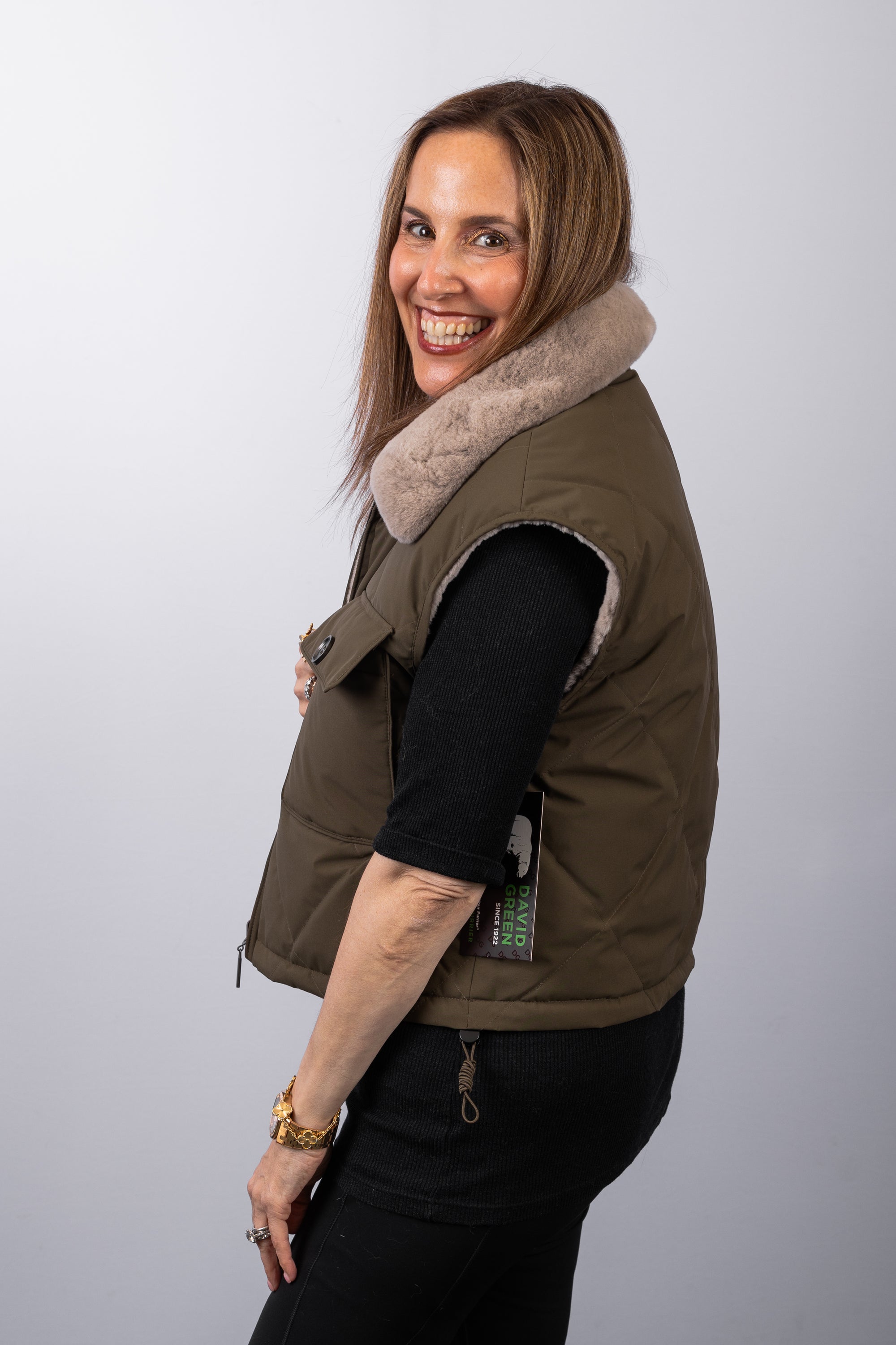 Stone Plucked Mink/Army Down Fabric Vest