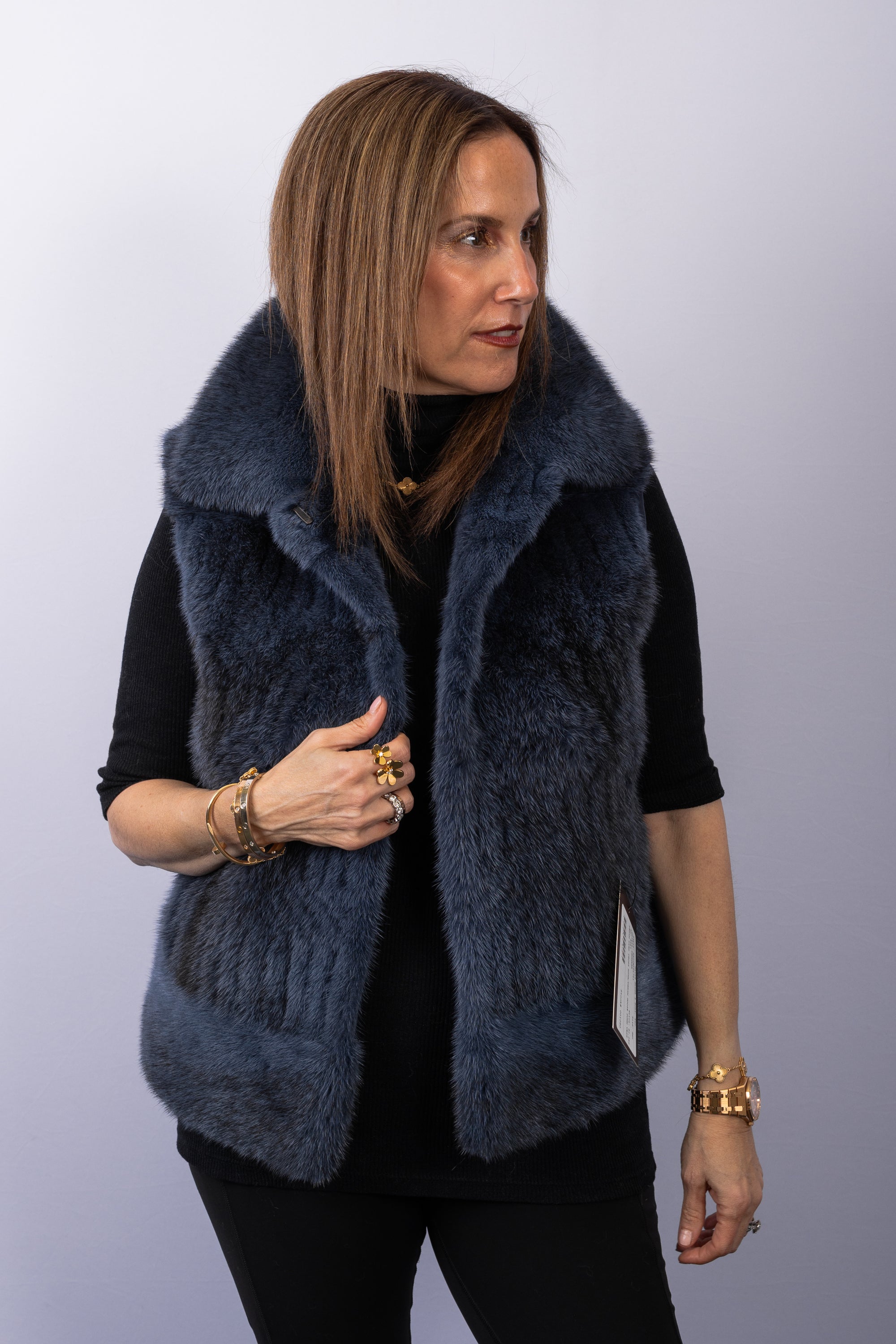 Denim Cross Mink/Denim Goose Down Vest