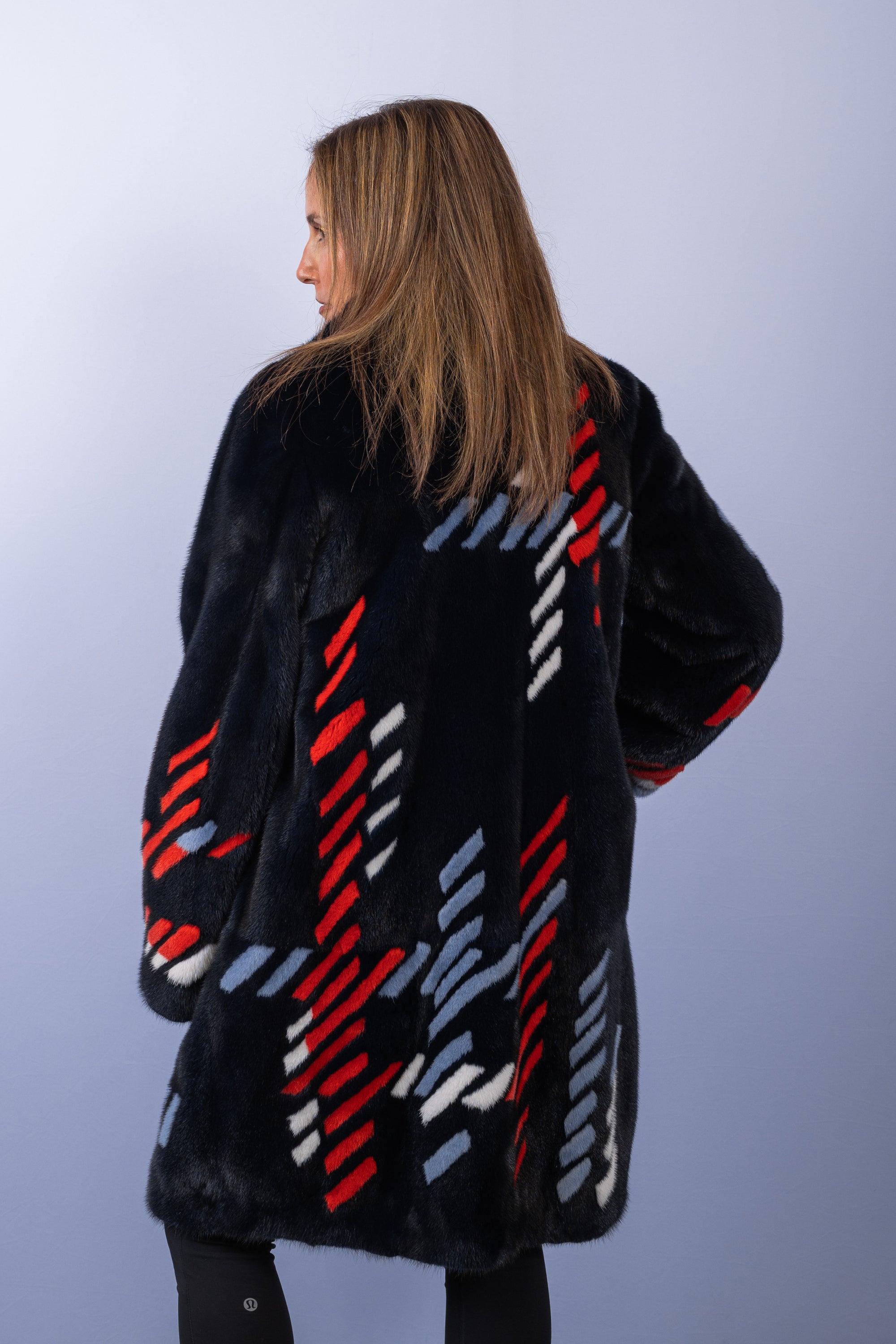 Navy/Red/White/Powder Blue Mink Jacket