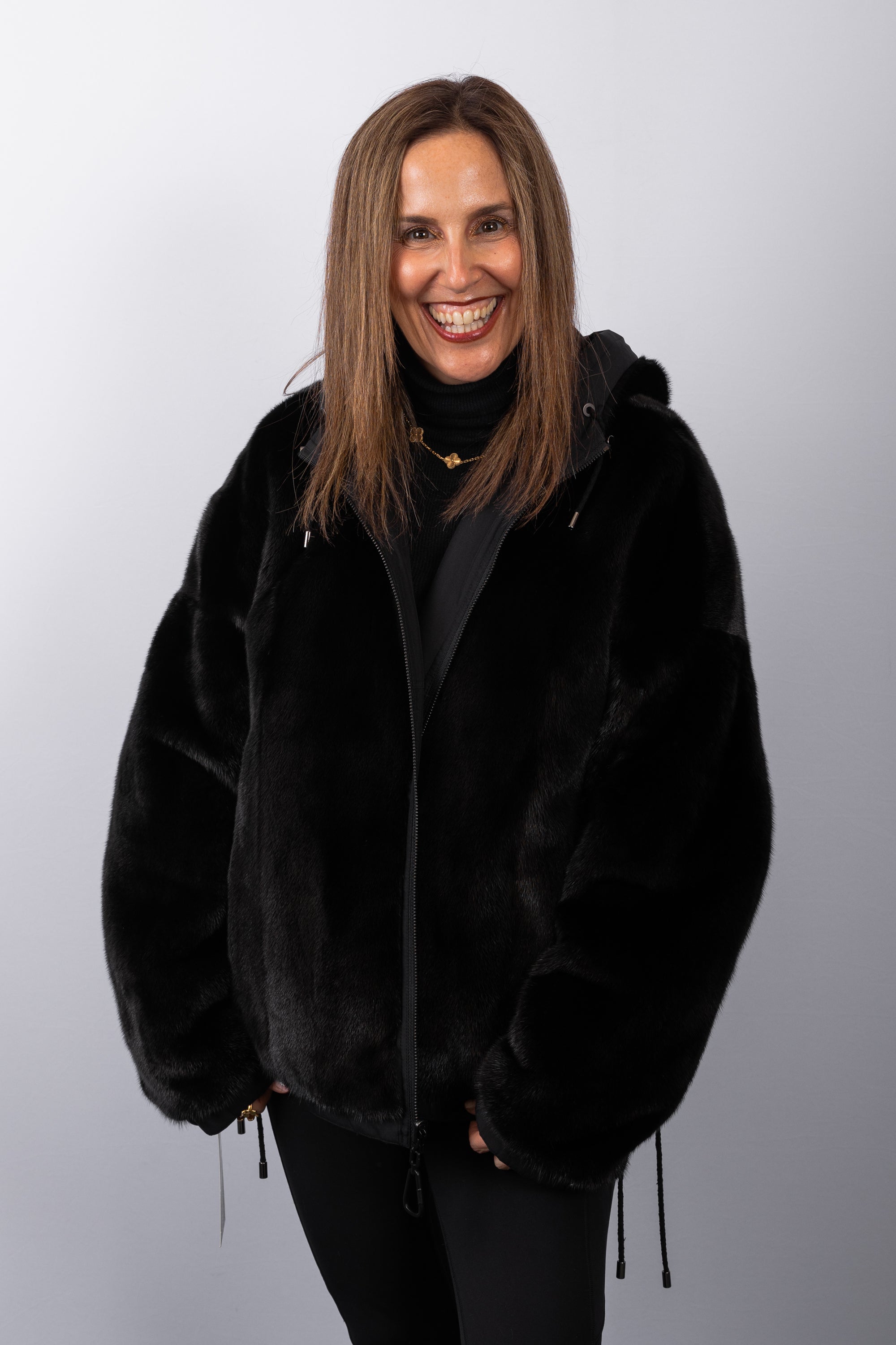 Black Mink/Black Fabric Jacket