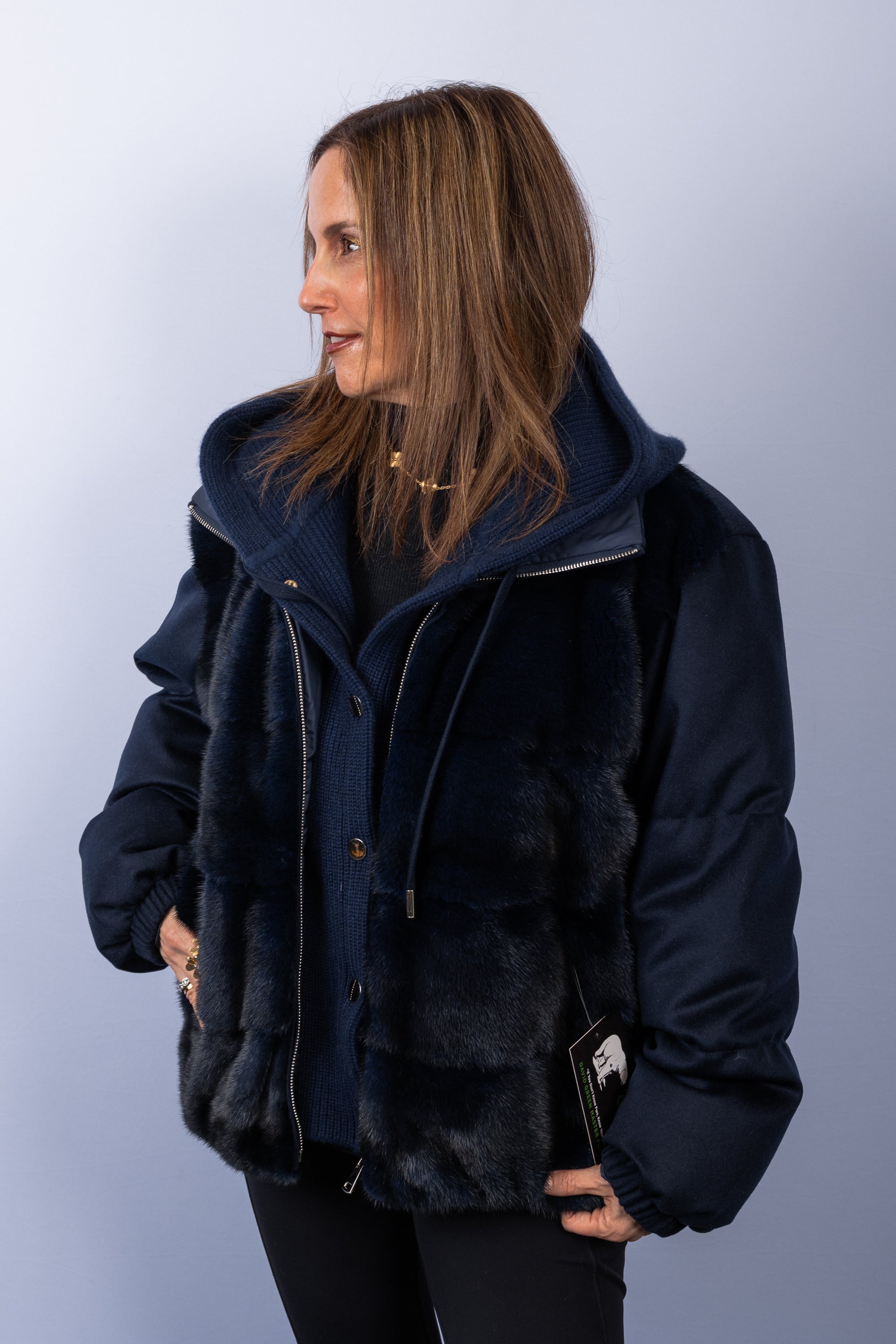 Navy Mink/Knit/Cashmere Jacket