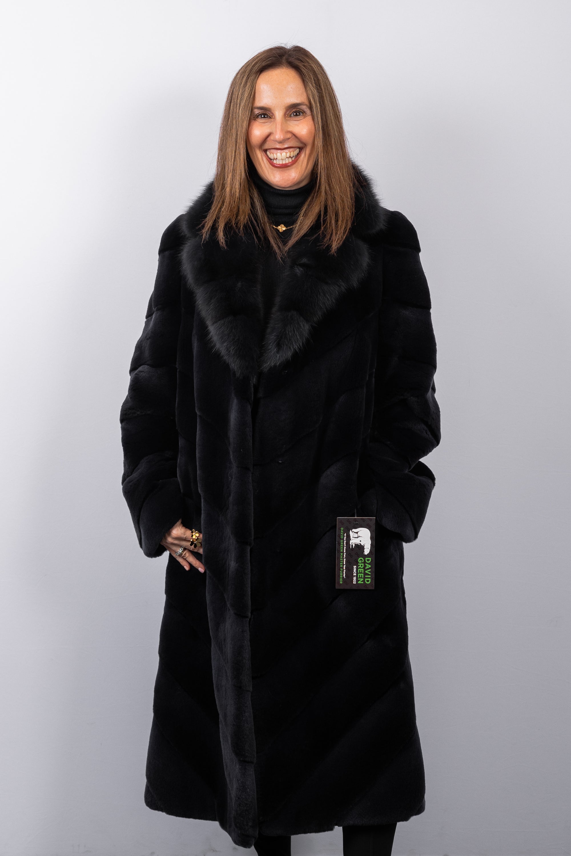 Navy Plucked Mink with Navy Russian Sable Fur Trim