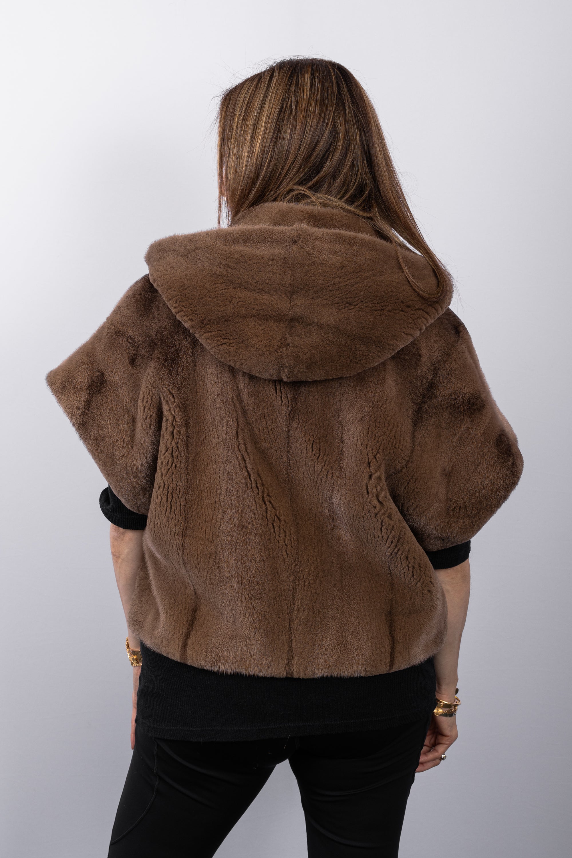 Mocha Semi Sheared Cross Mink Vest