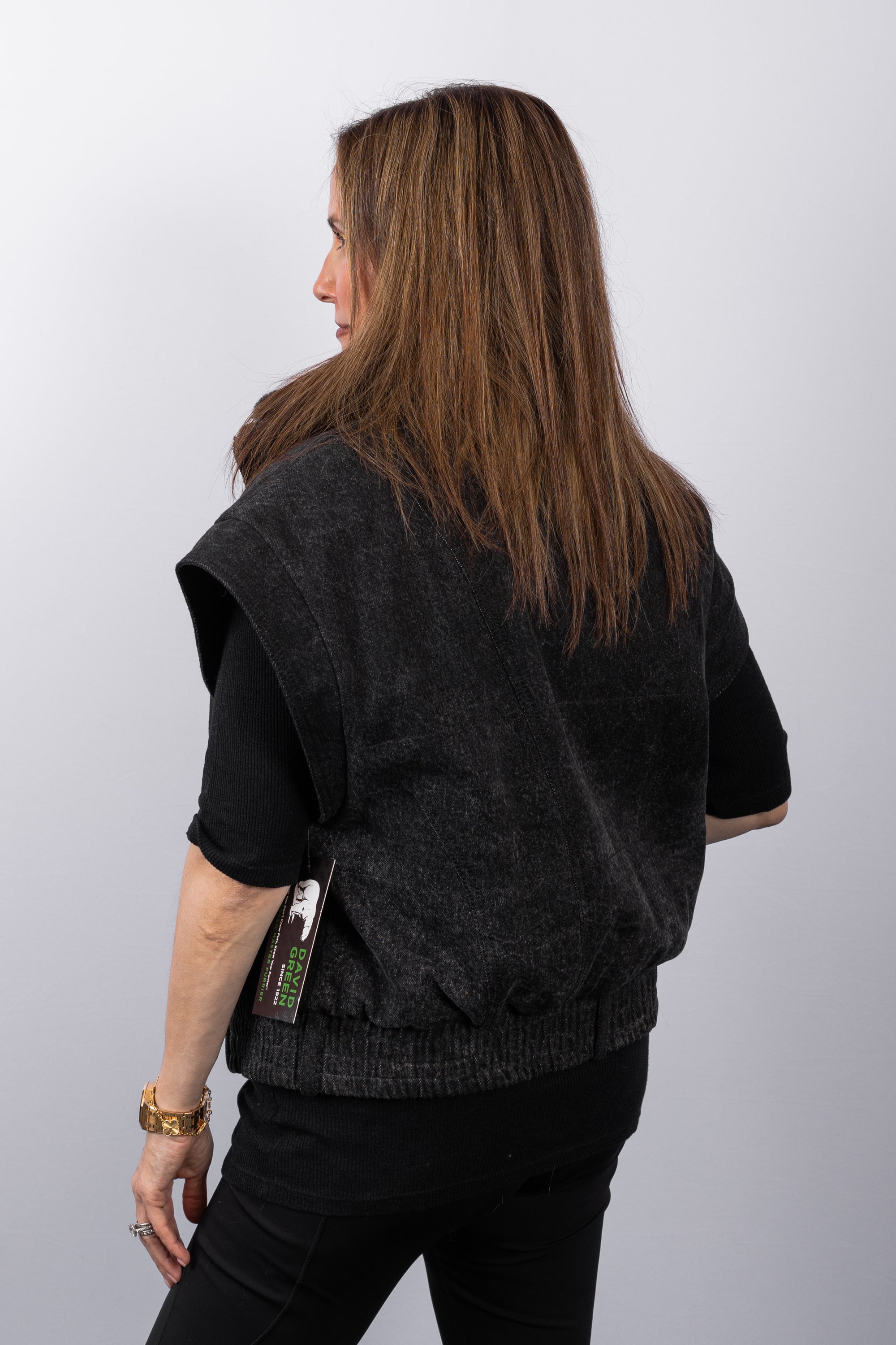 Black Plucked Mink/Stonewashed Denim Vest