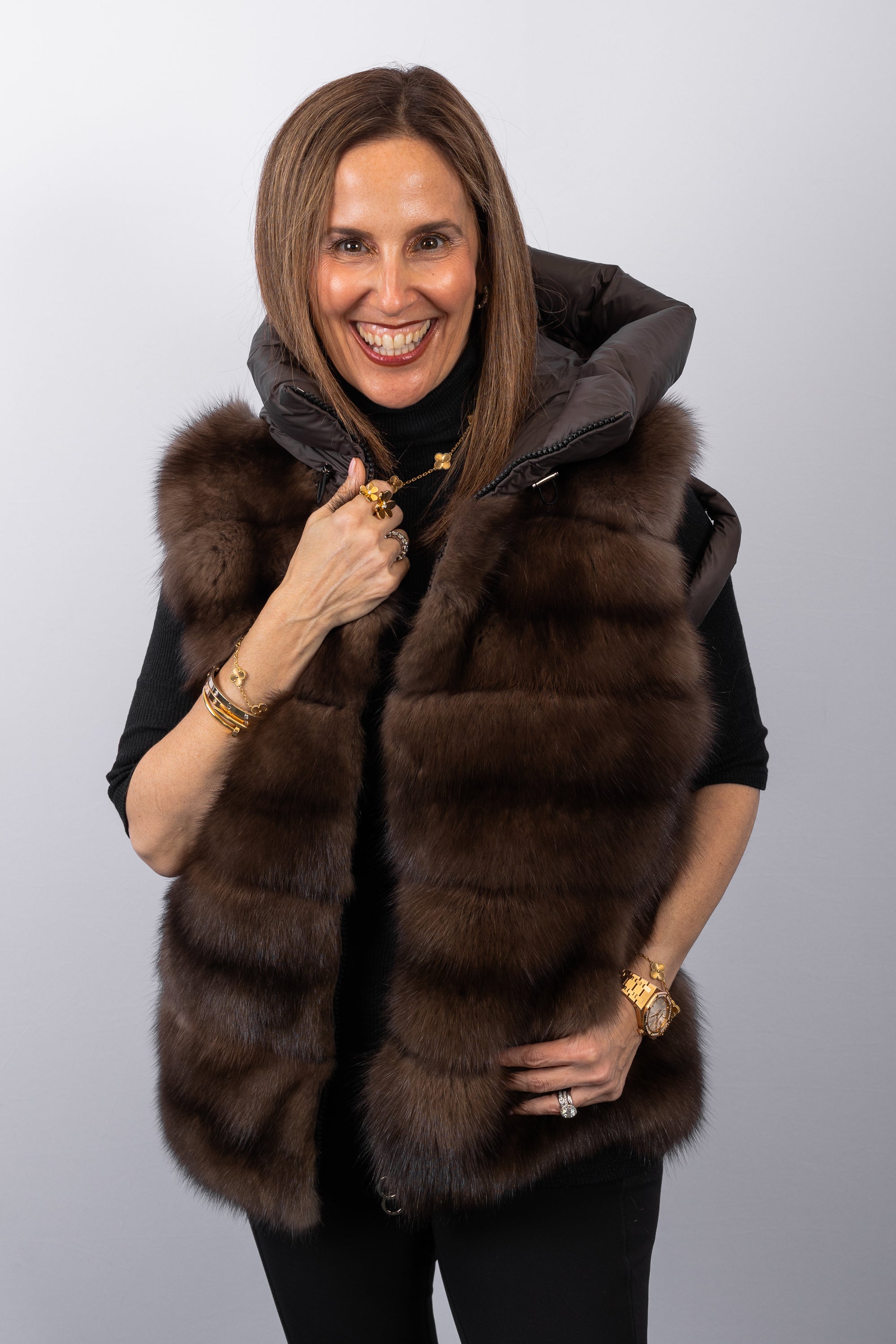 Natural Russian Sable/Espresso Wool/Goose Down Vest