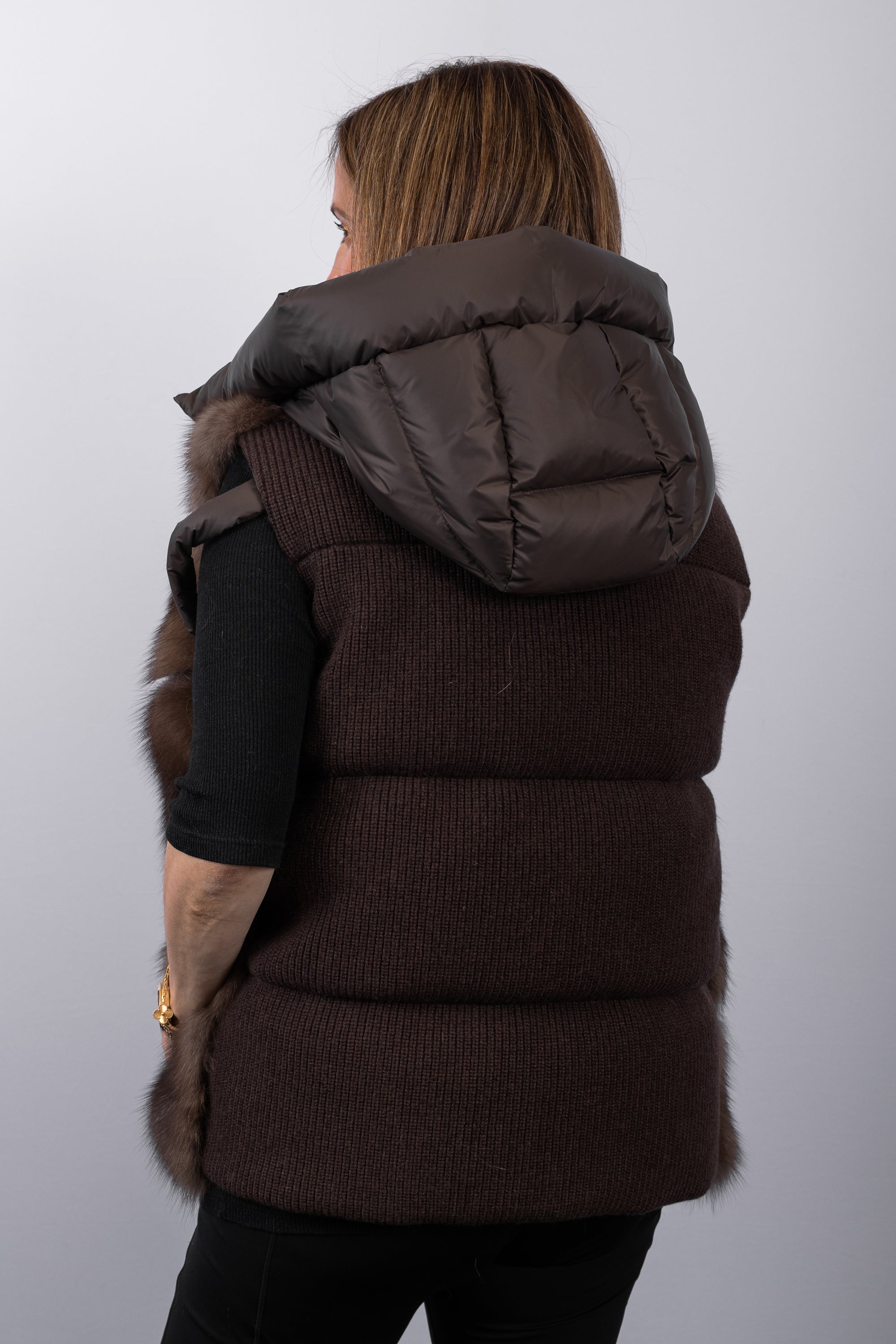 Natural Russian Sable/Espresso Wool/Goose Down Vest