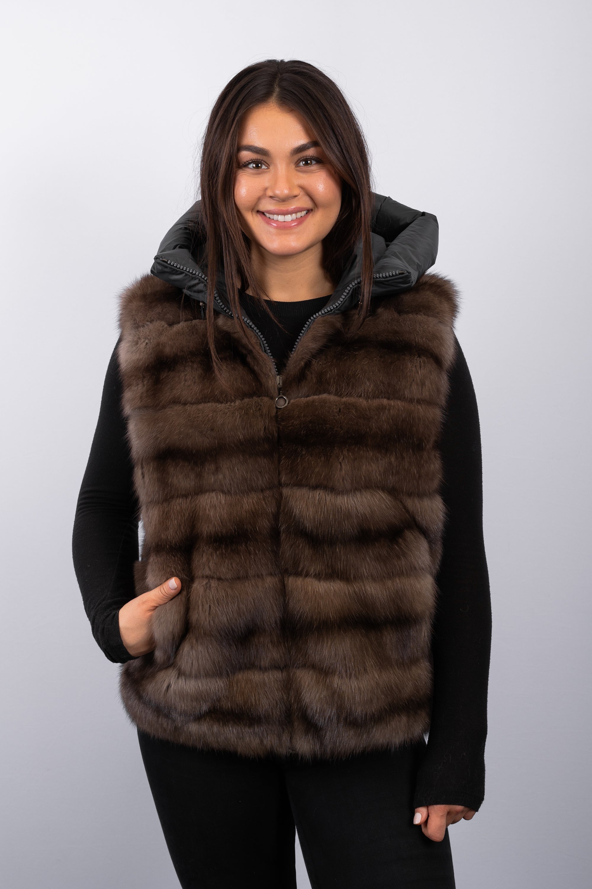 Natural Russian Sable/Charcoal Wool/Goose Down Vest