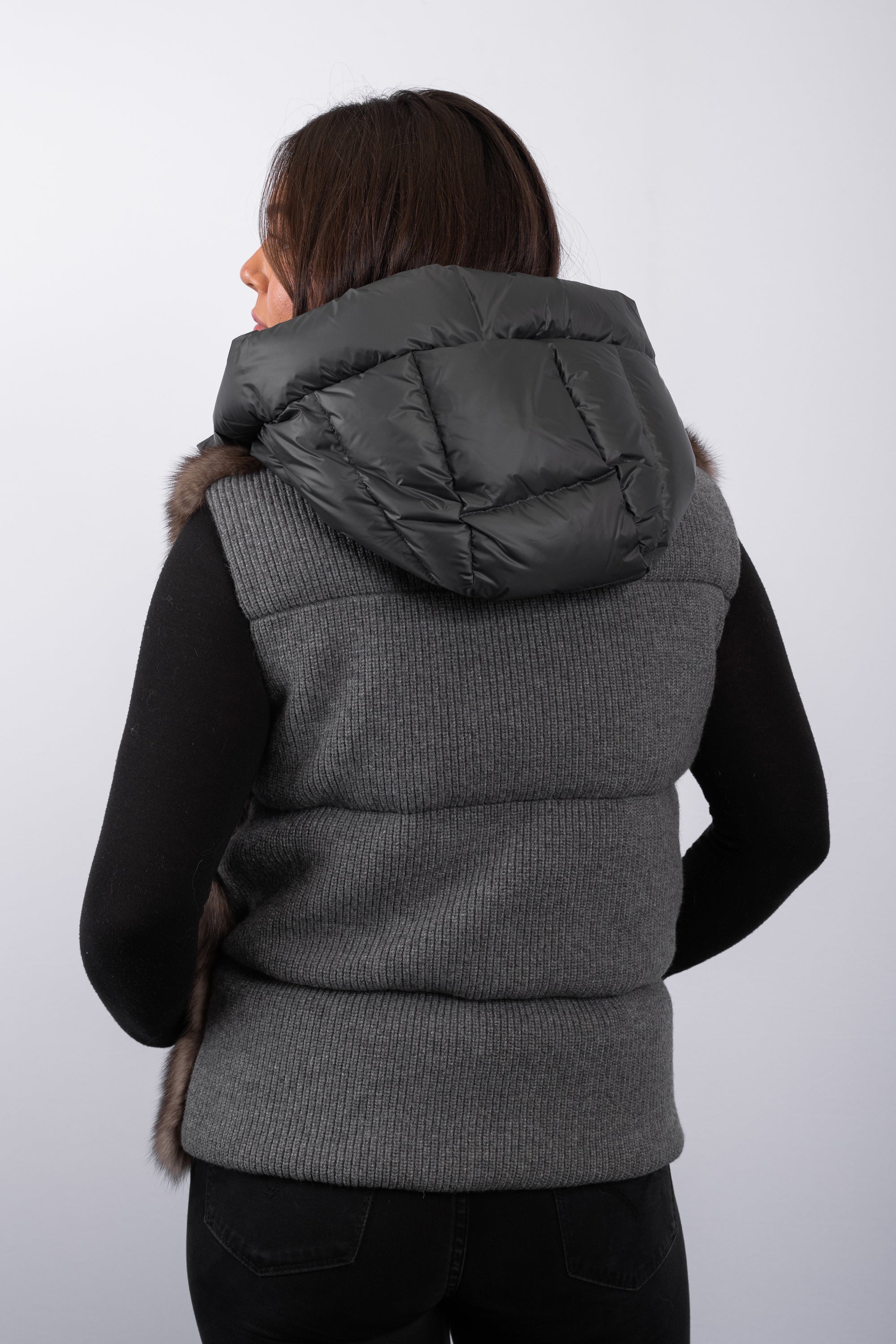 Natural Russian Sable/Charcoal Wool/Goose Down Vest