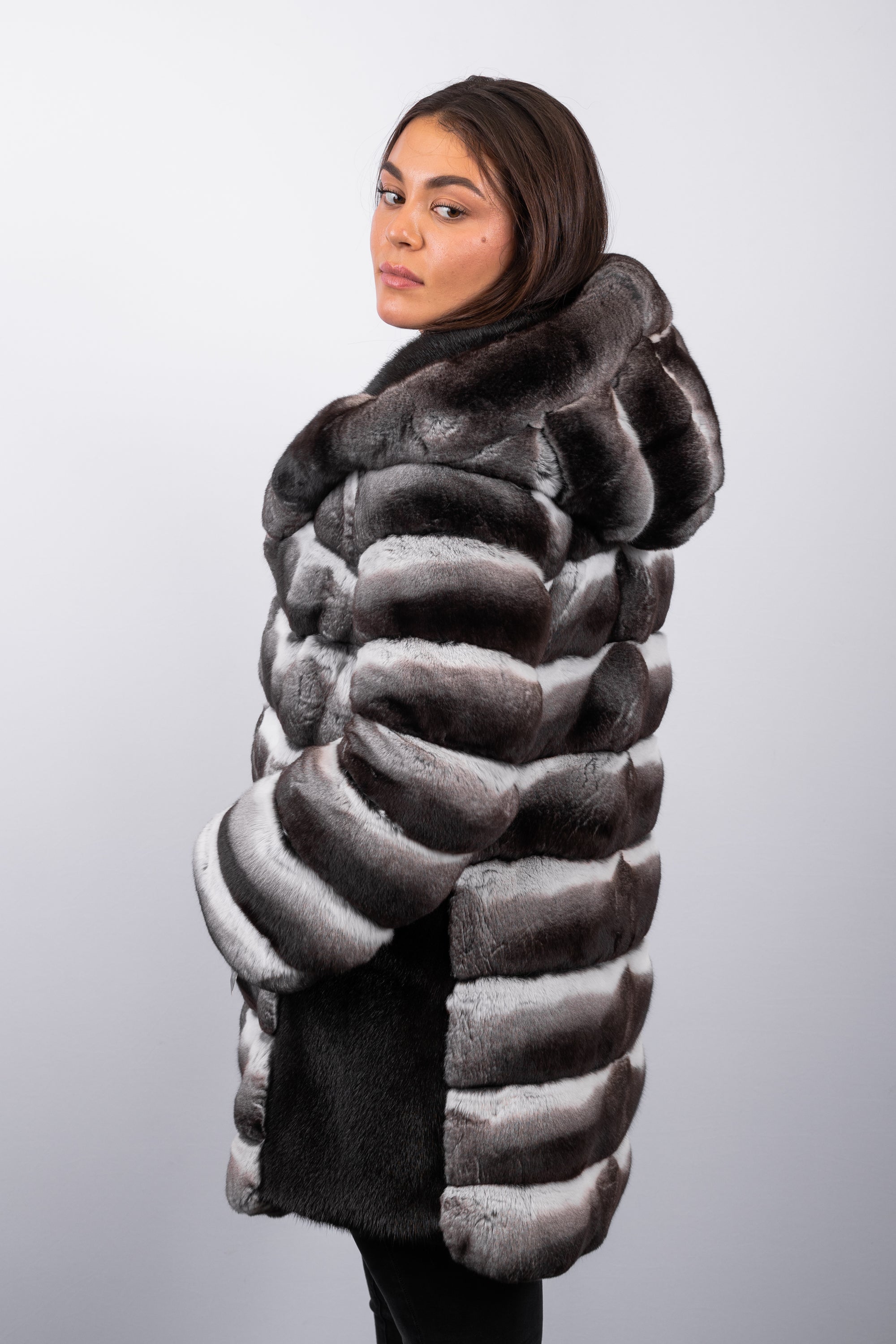 Natural Chinchilla/Black Mink Jacket