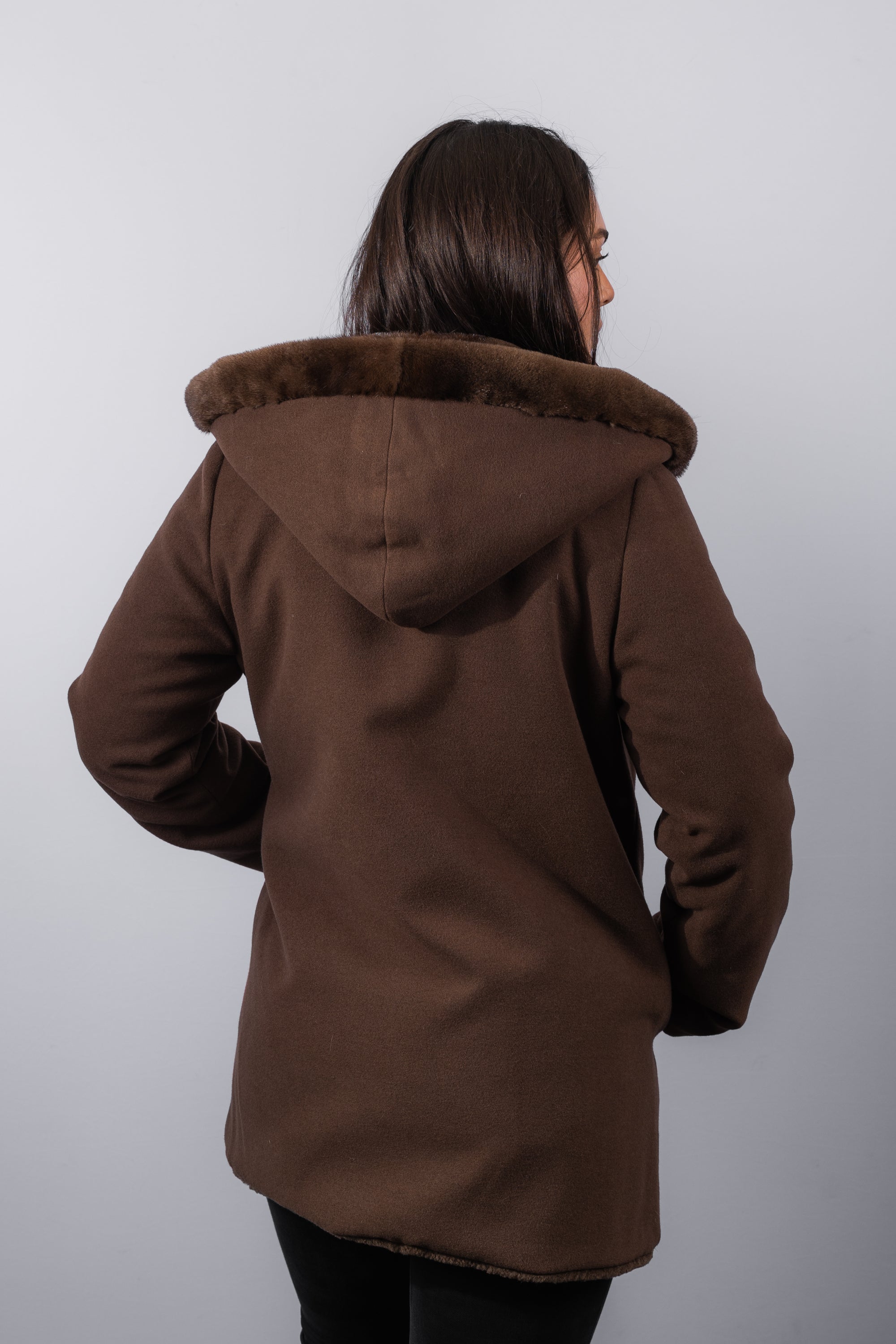 Mocha Semi Sheared Mink/Wool/Cashmere Jacket