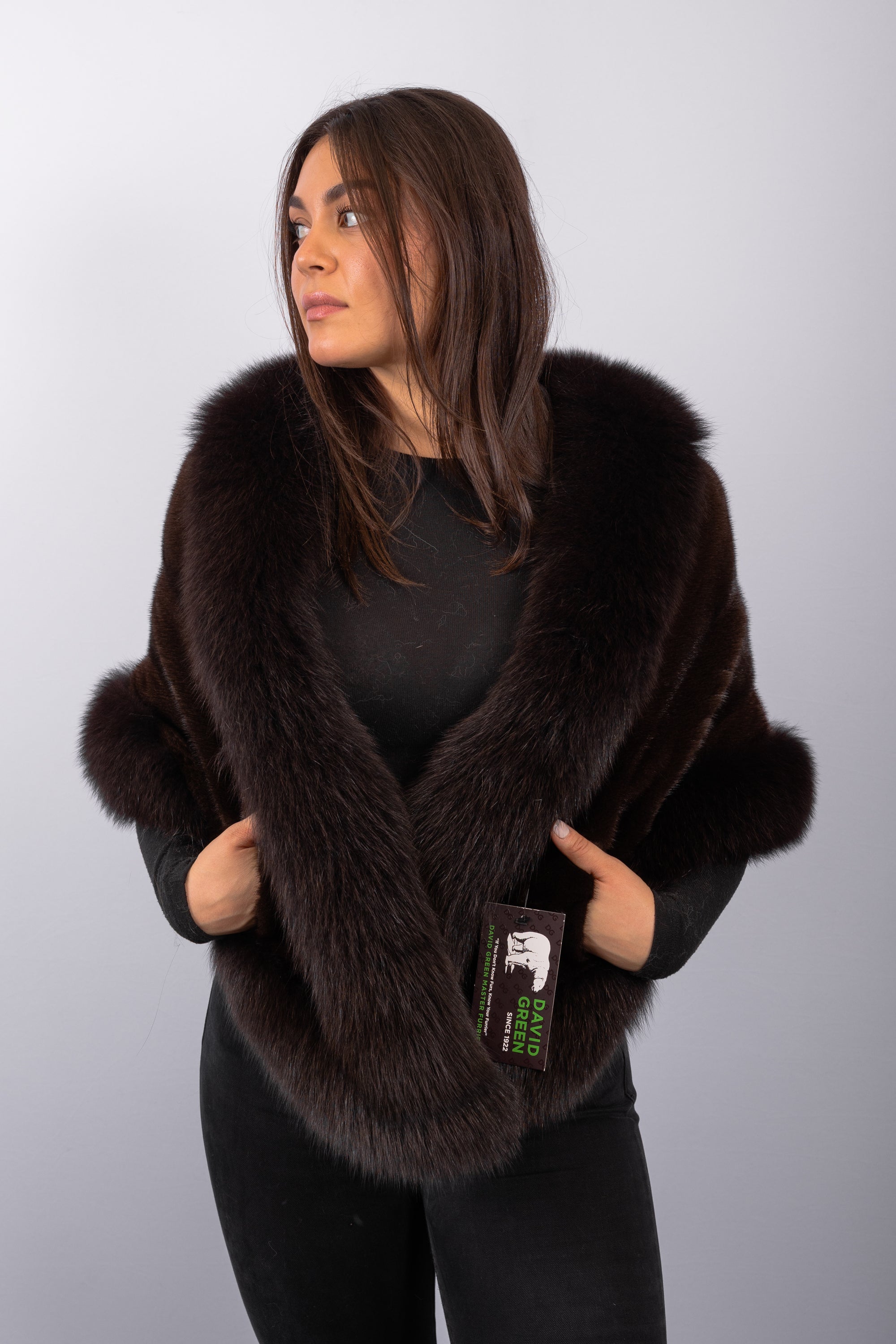 Mahogany Mink Wrap with Mahogany Fox Fur Trim