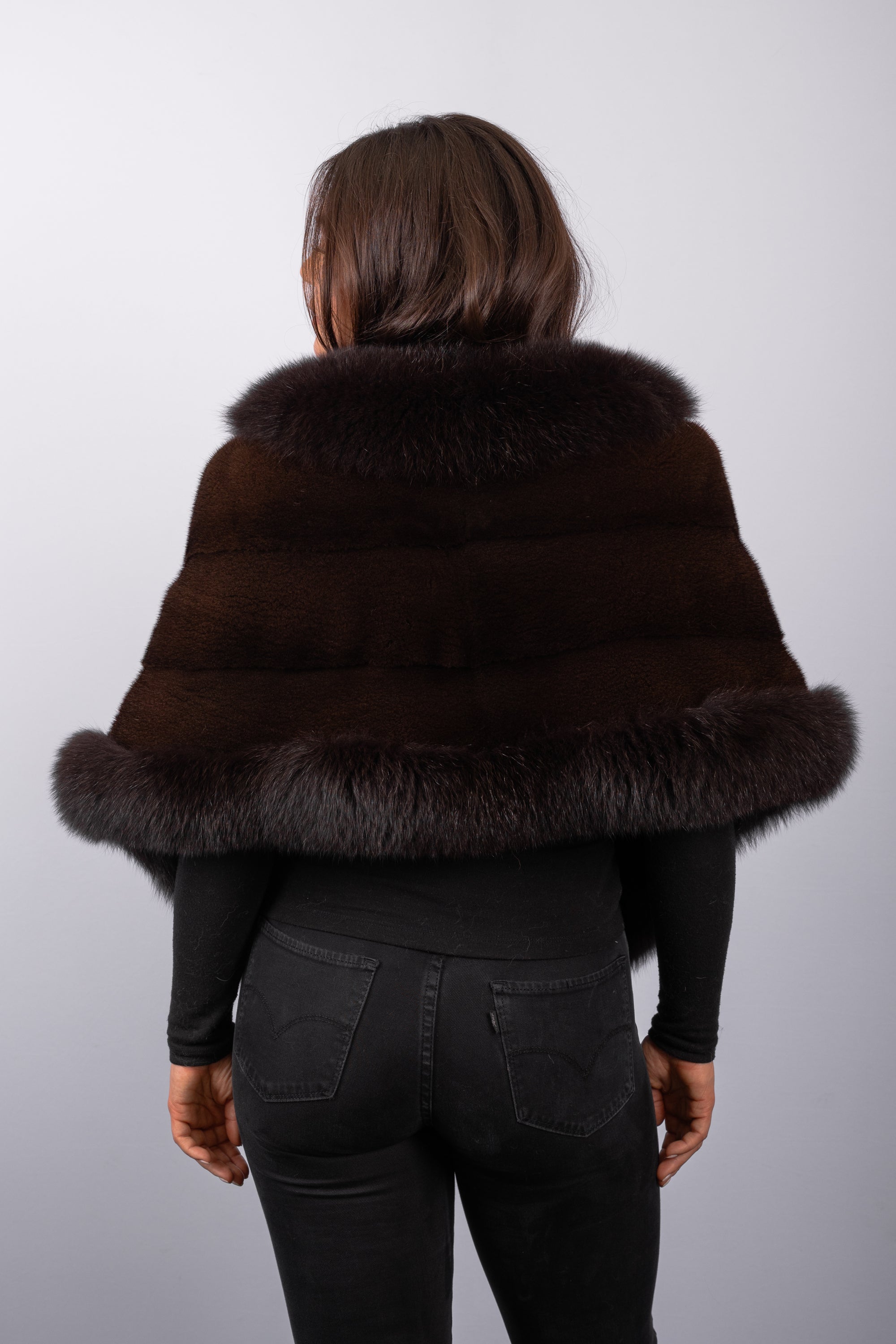 Mahogany Mink Wrap with Mahogany Fox Fur Trim