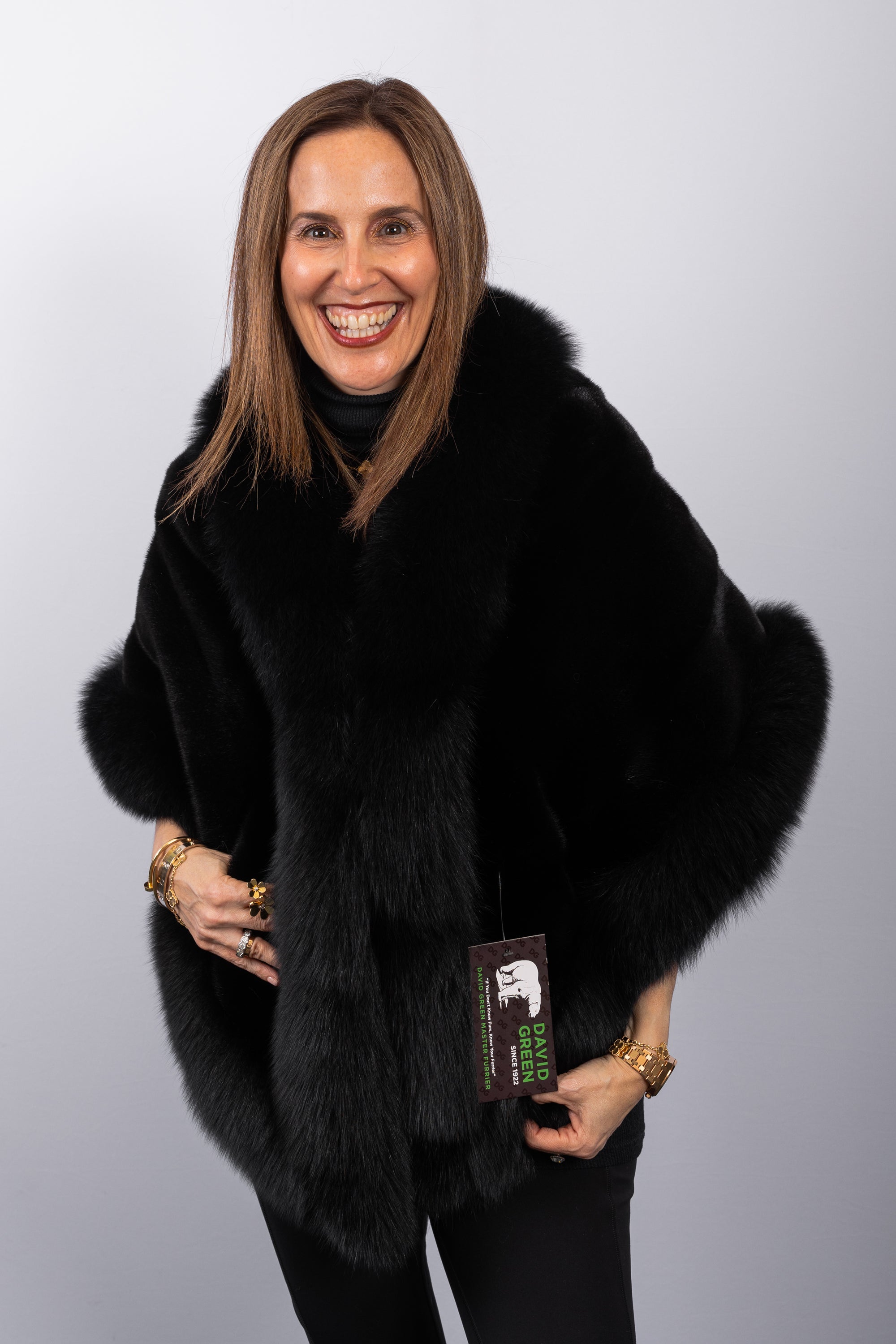 Black Mink Wrap with Black Fox Fur Trim
