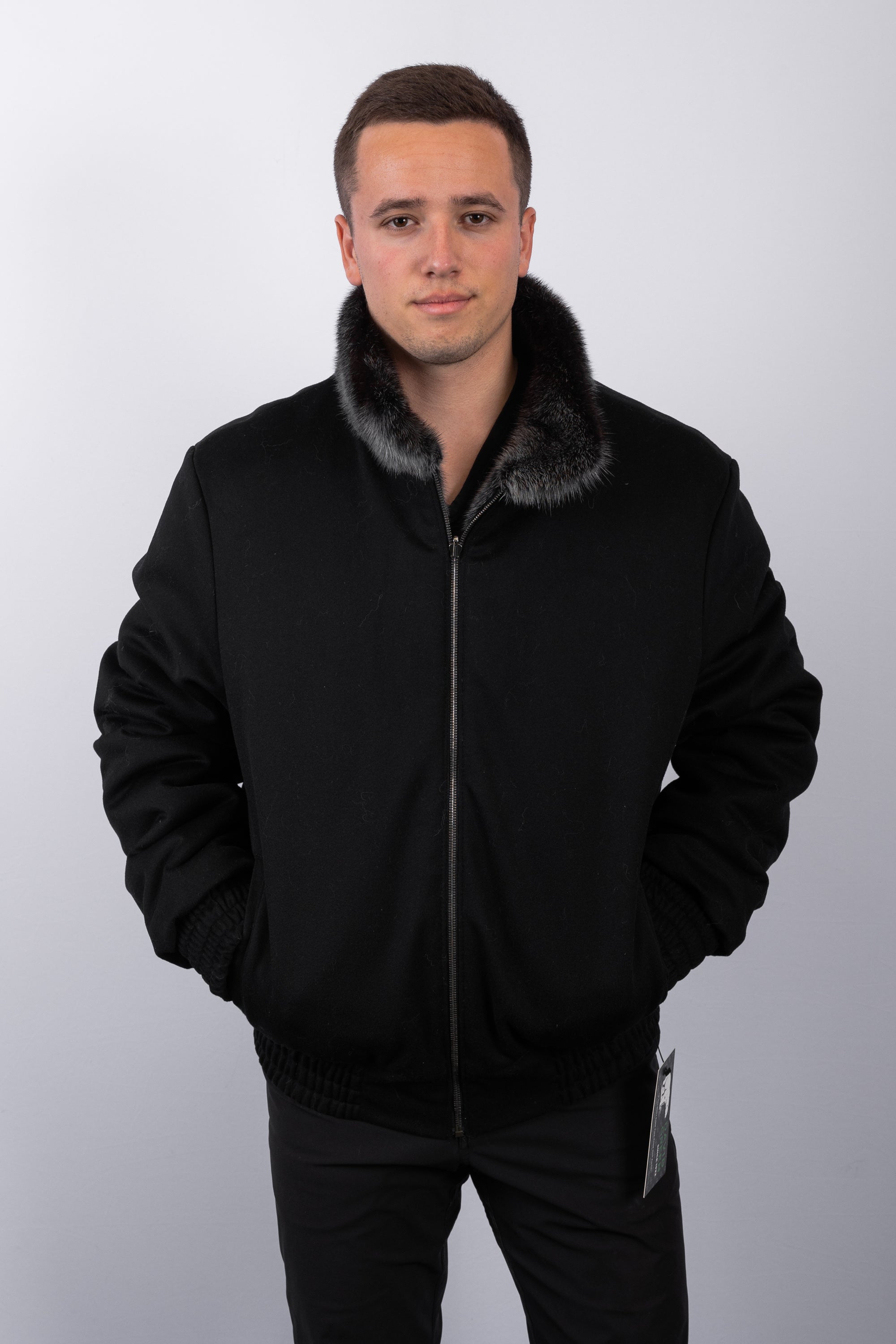 Black Charcoal Cross Mink/Black Cashmere Jacket