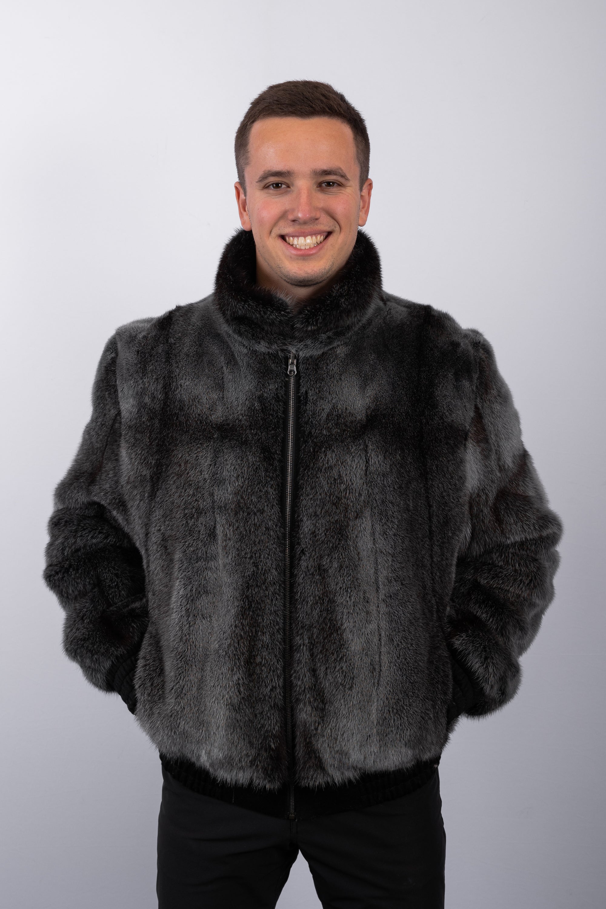 Black Charcoal Cross Mink/Black Cashmere Jacket