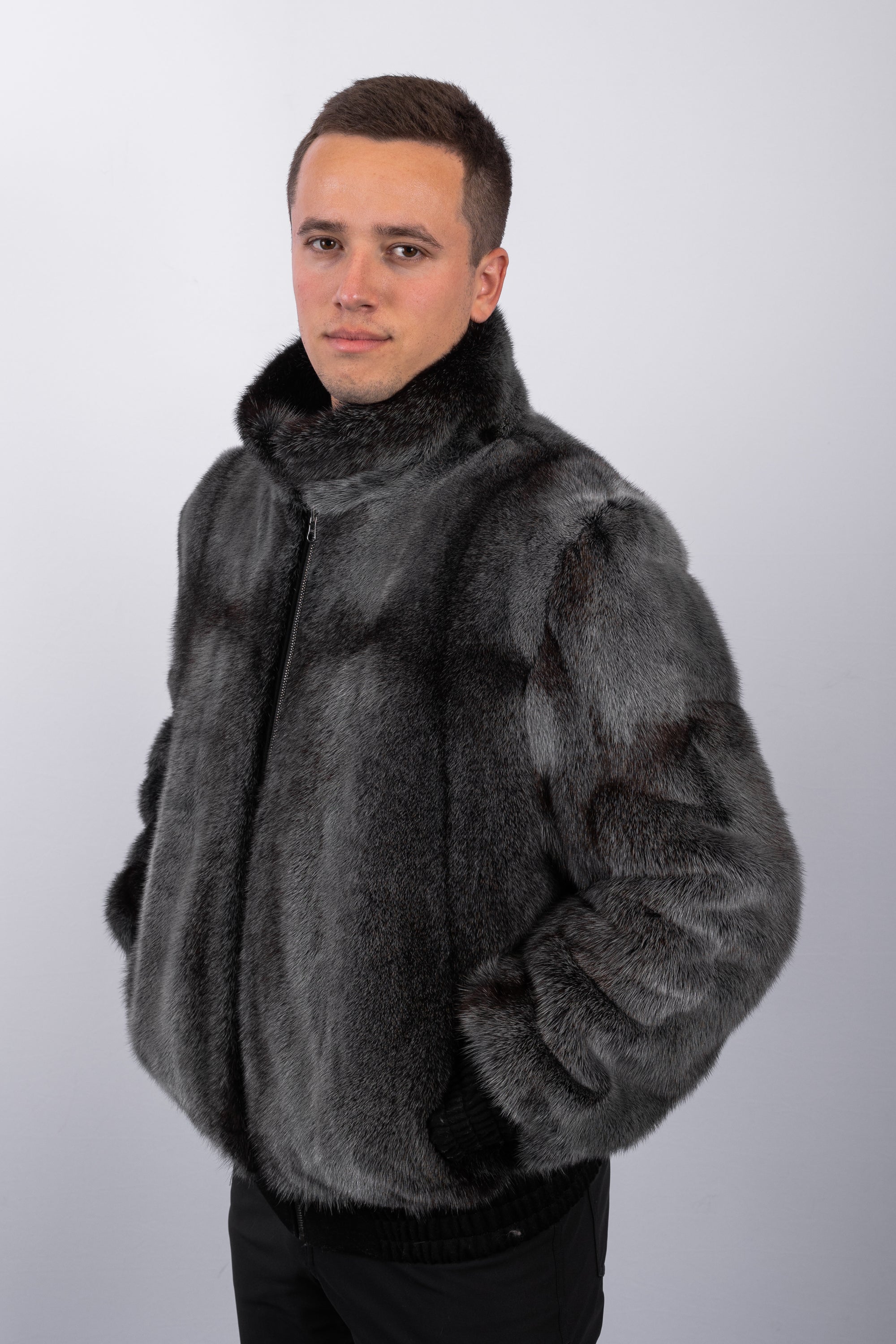 Black Charcoal Cross Mink/Black Cashmere Jacket