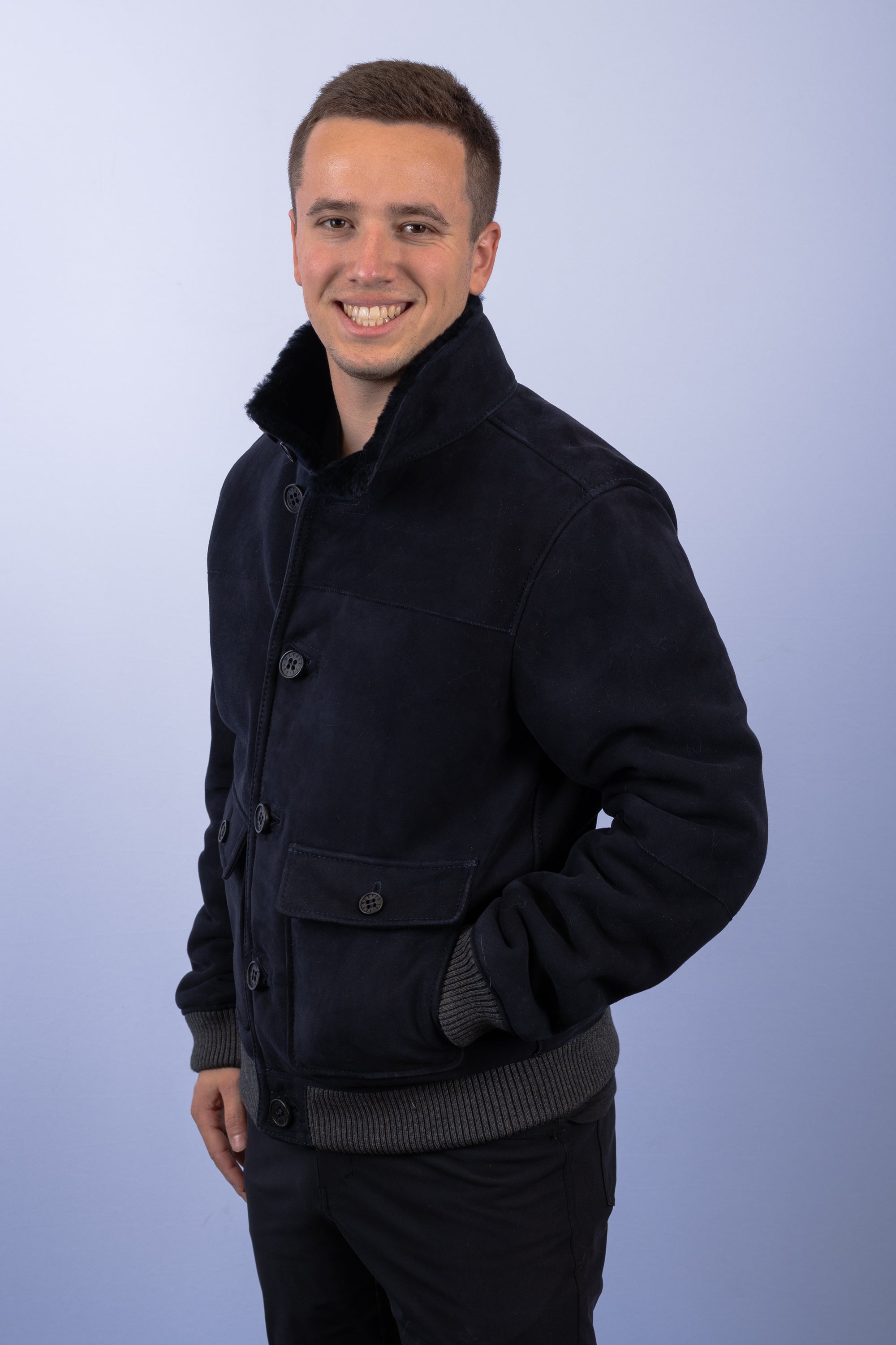 Navy Shearling Lamb Jacket